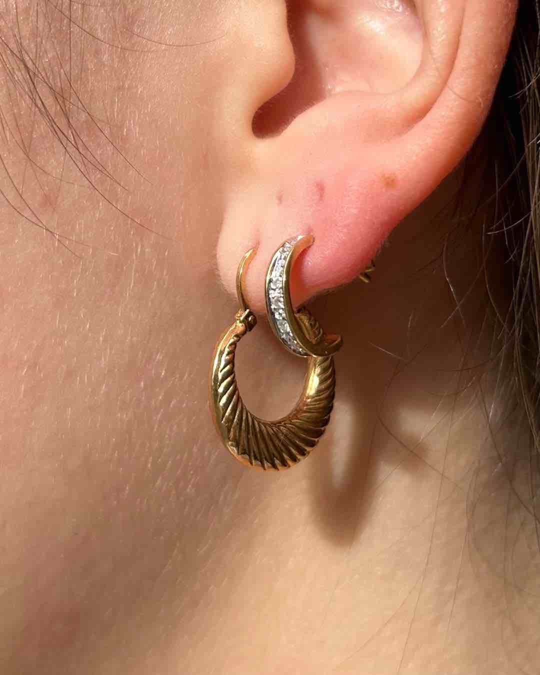 Demi Créoles Vintage Diamants &quot;Pénélope&quot;