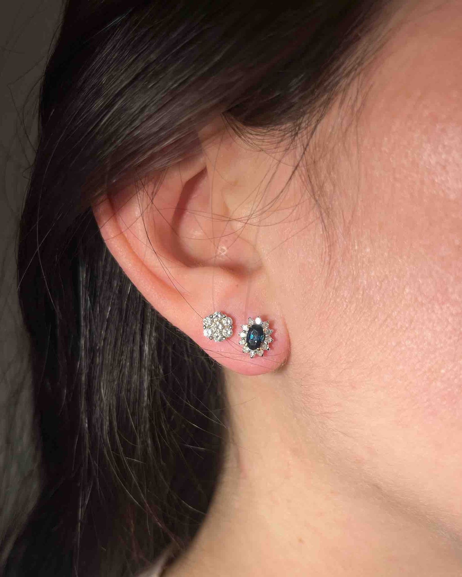Boucles Marguerites Saphir &amp; Diamants &quot;Yéléna&quot;