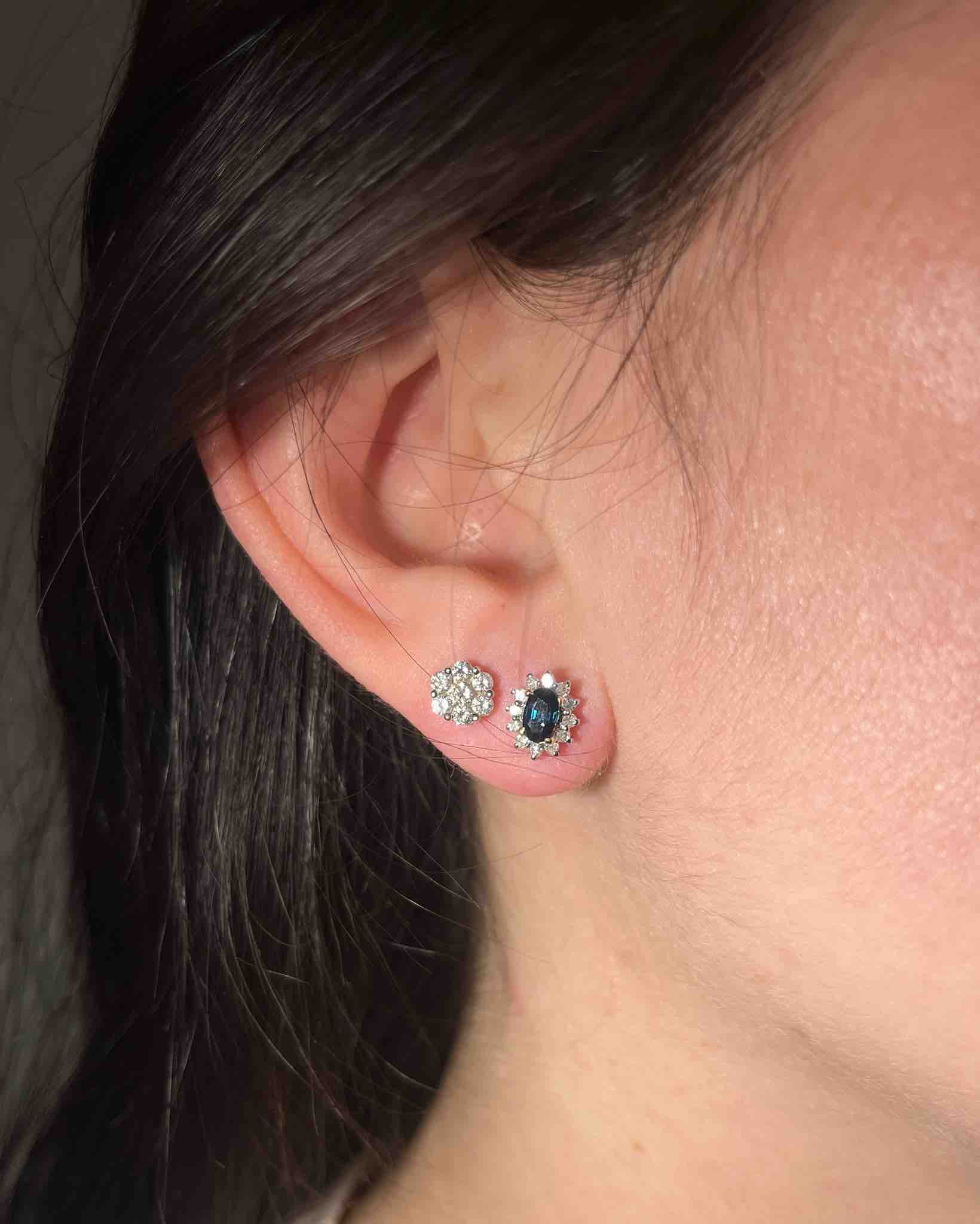 Boucles Marguerites Saphir &amp; Diamants &quot;Yéléna&quot;