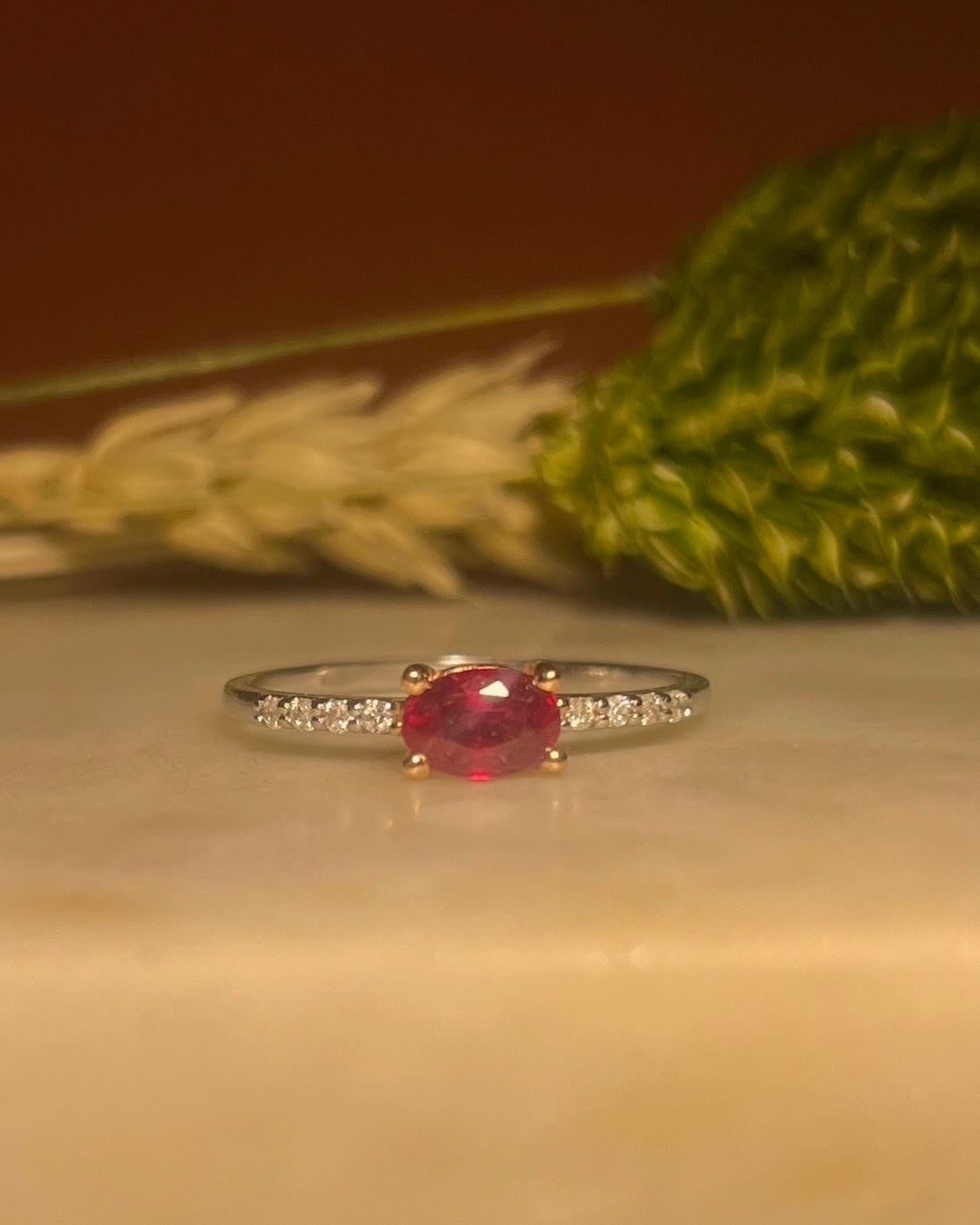 Bague Jonc Diamants &amp; Rubis "Estela"