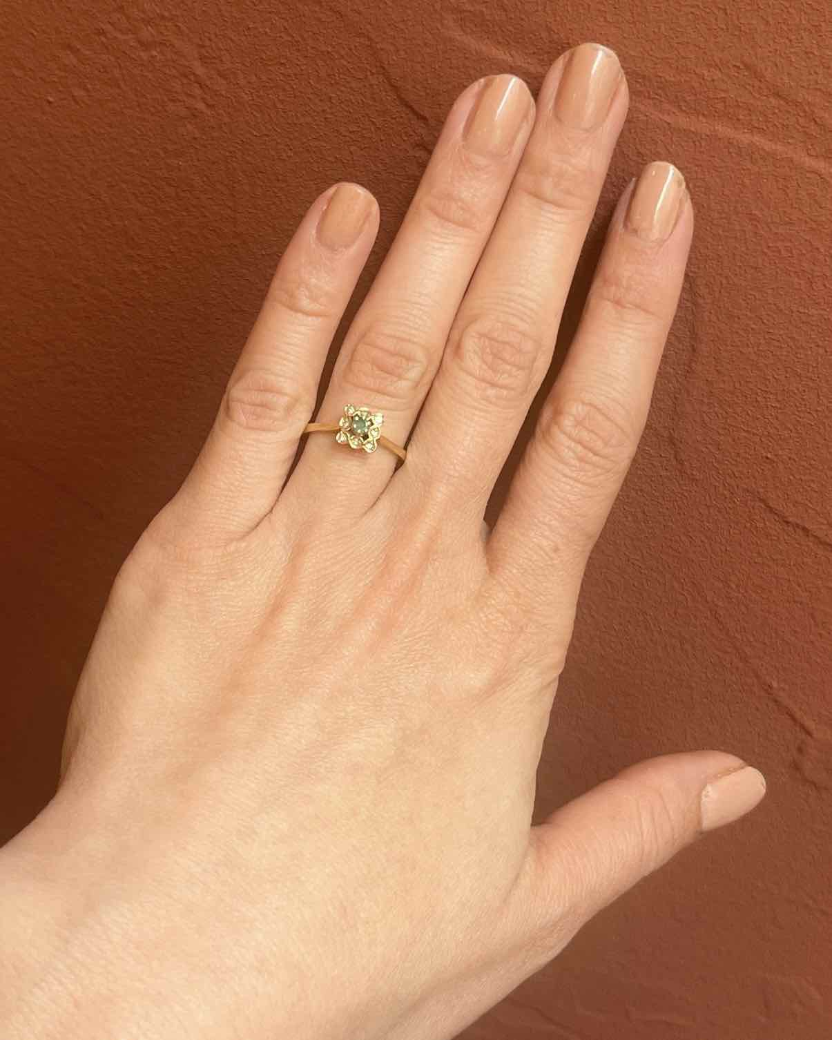 "Cassandra" Emerald &amp;amp; Diamond Daisy Ring