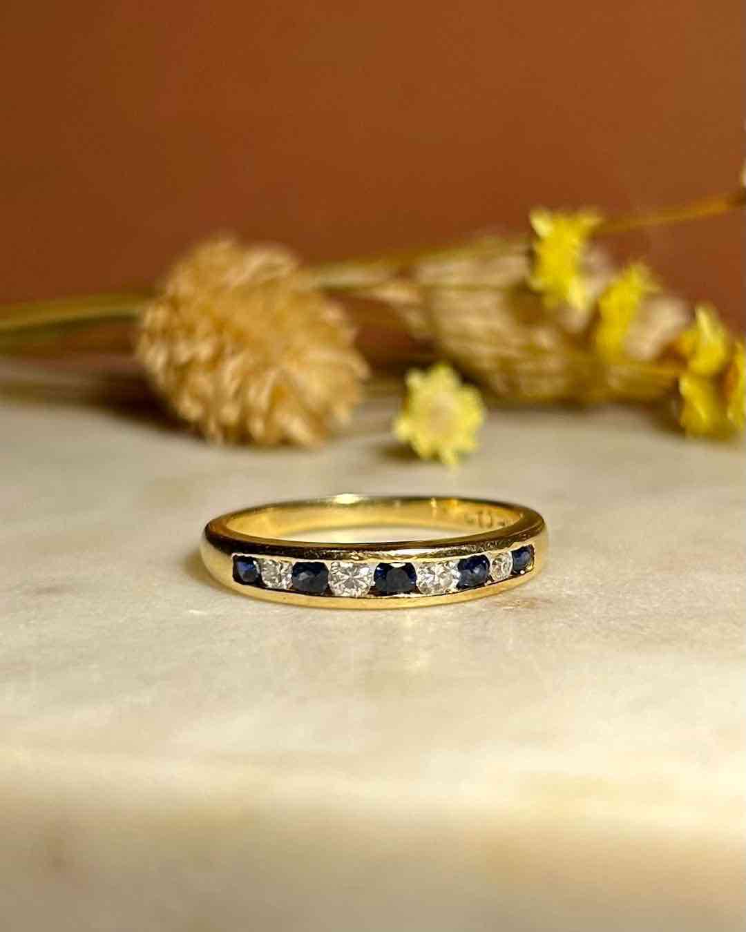 Demi Alliance Saphirs &amp; Diamants &quot;Agathe&quot;