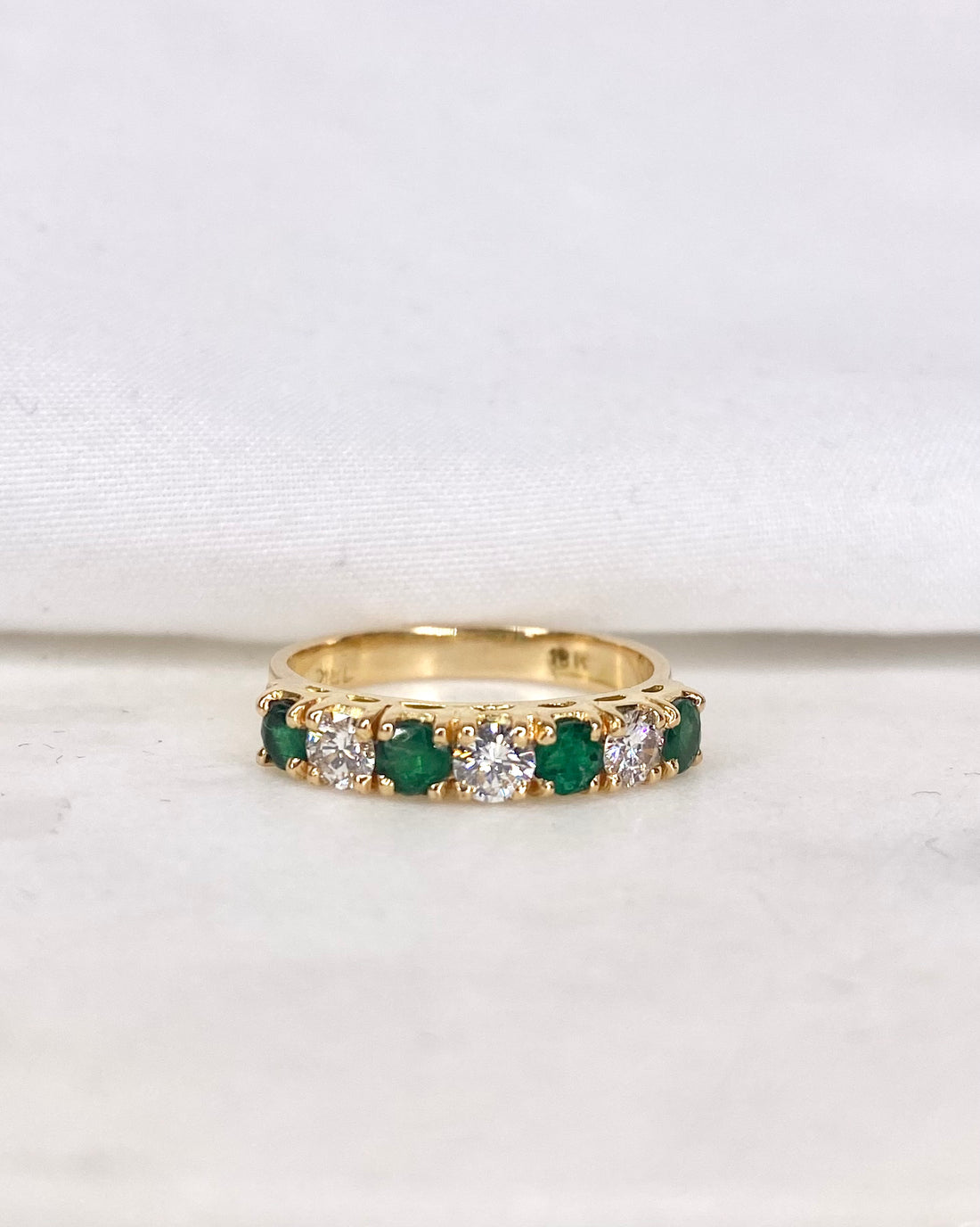 Bague Rivière Emeraudes &amp; Diamants &quot;Sandra&quot;