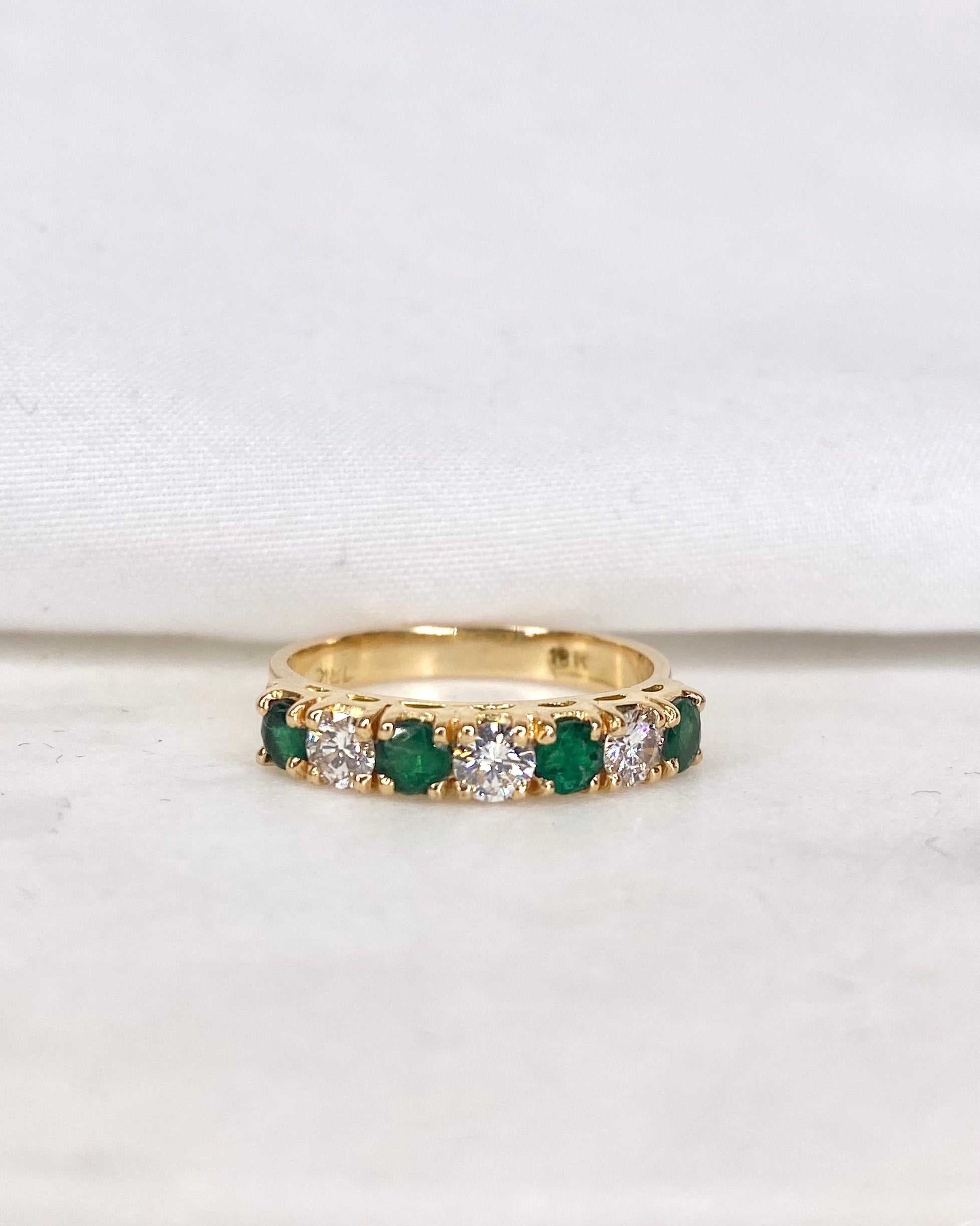 Emerald &amp; Diamond "Sandra" River Ring