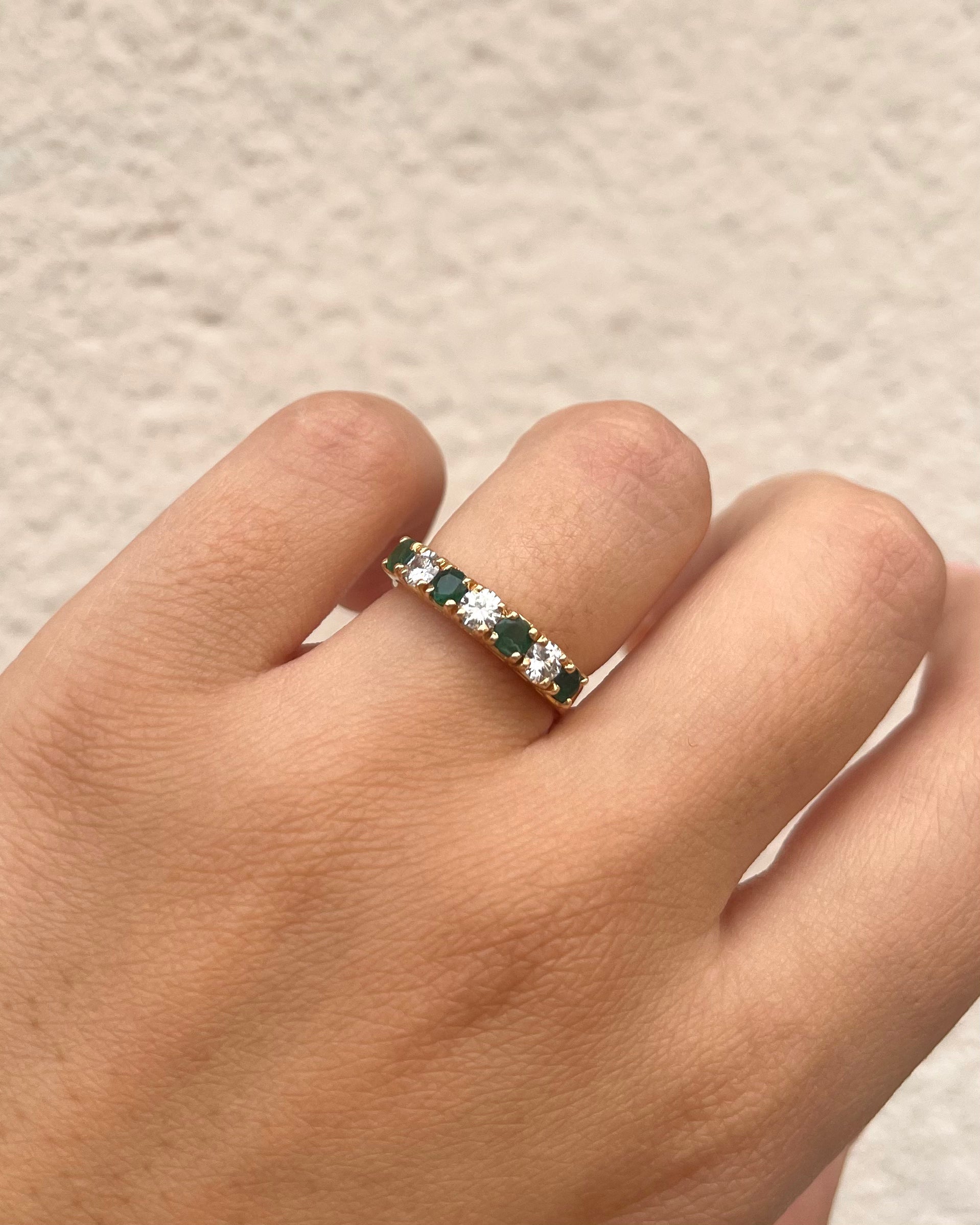Emerald &amp; Diamond "Sandra" River Ring