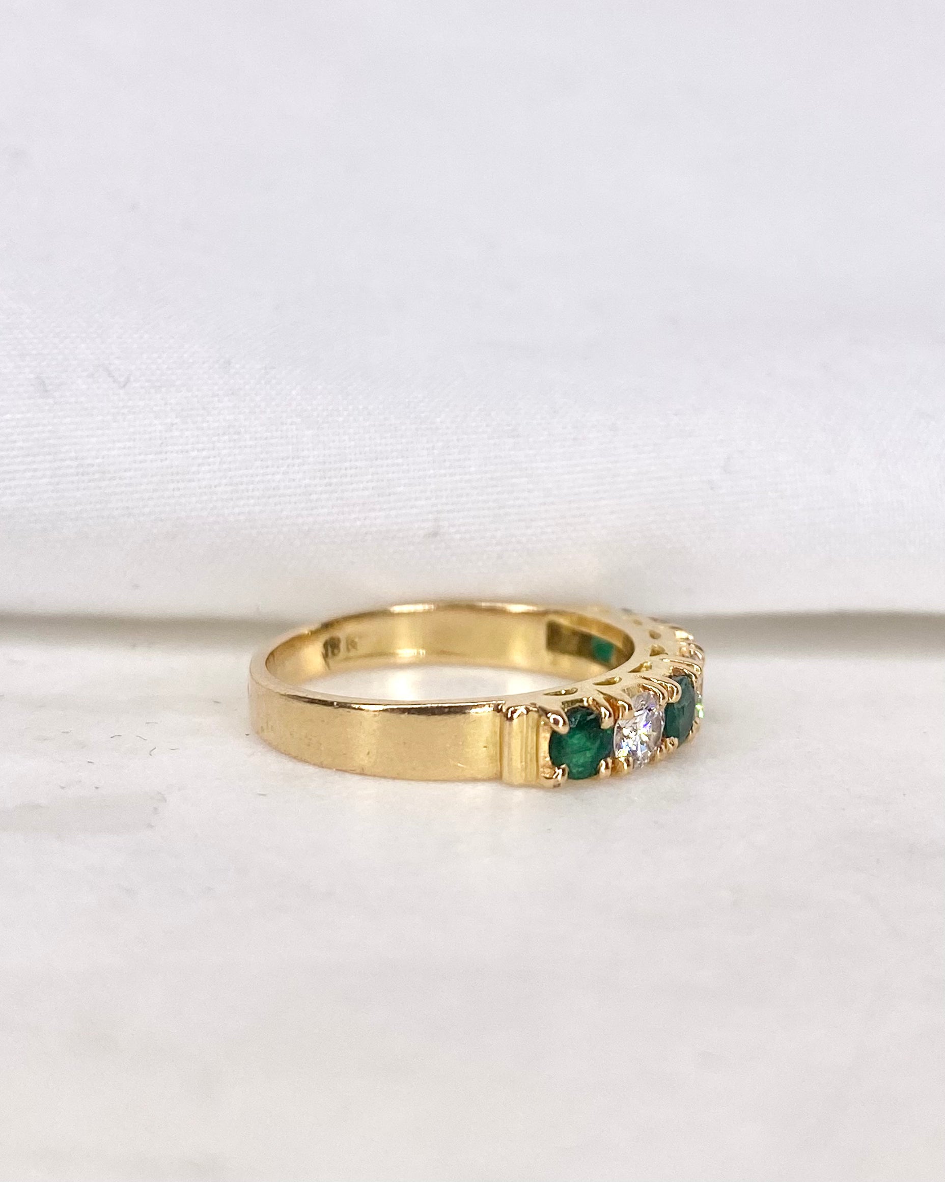 Emerald &amp; Diamond "Sandra" River Ring