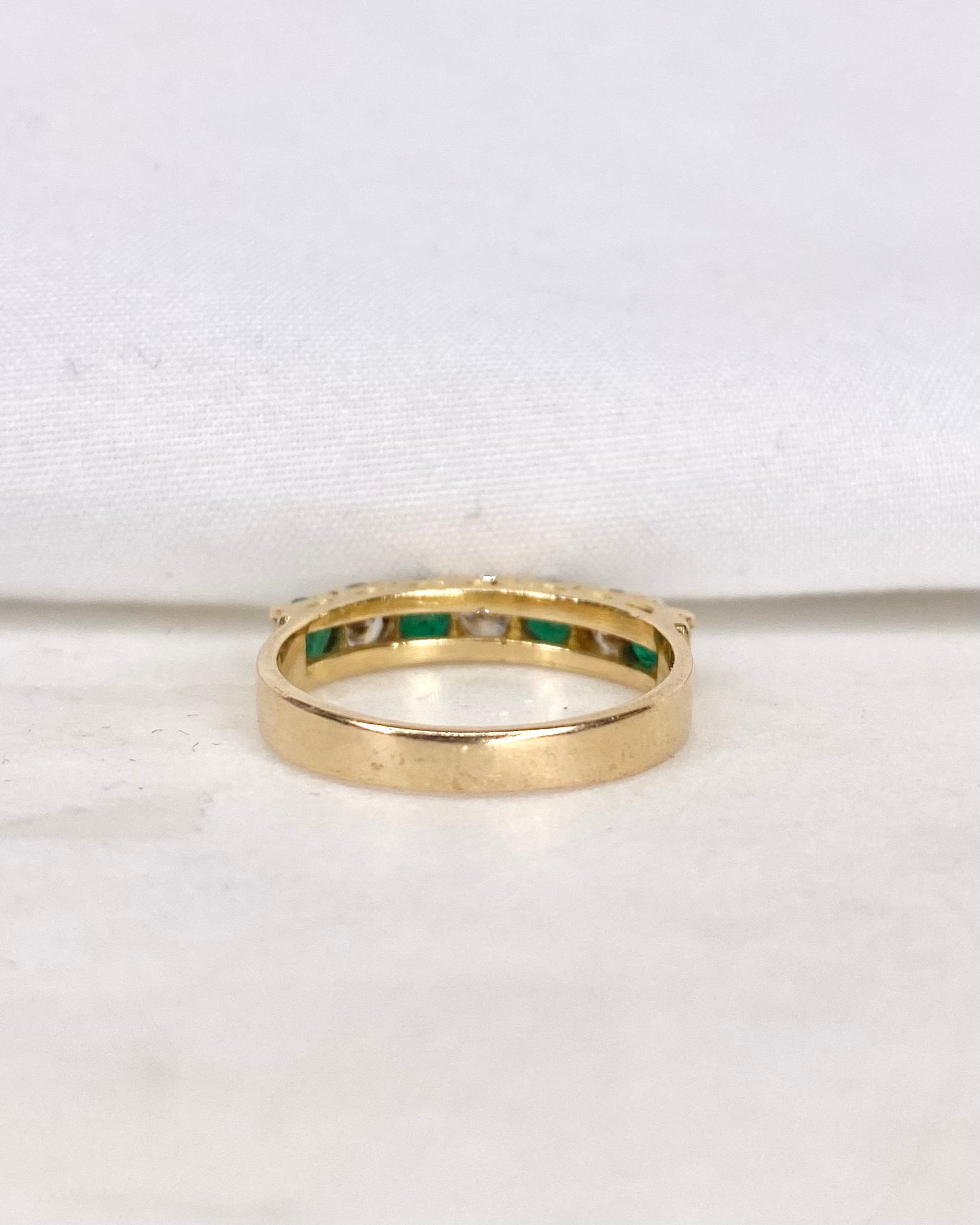 Emerald &amp; Diamond "Sandra" River Ring