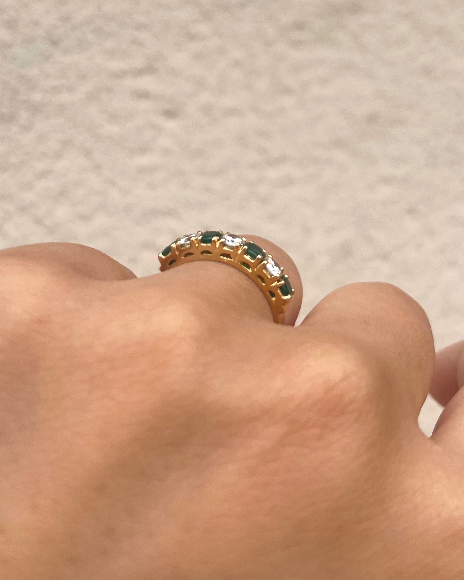 Emerald &amp; Diamond "Sandra" River Ring