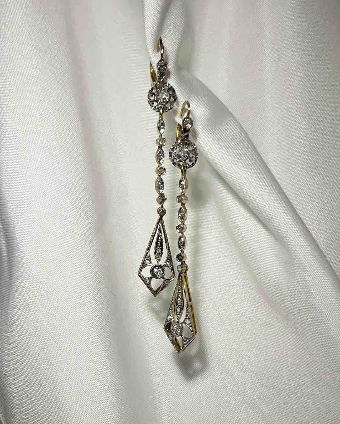 "Allison" vintage diamond sleeper earrings