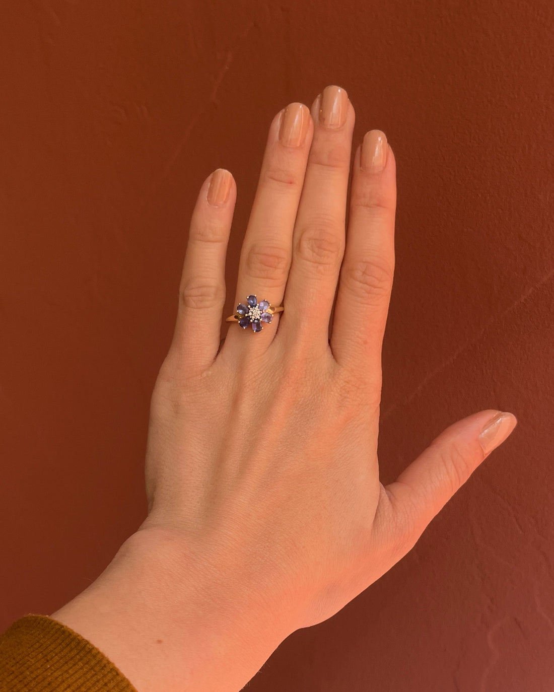 Bague Fleur Tanzanites &amp; diamants &quot;Lia&quot; 1.20 carat