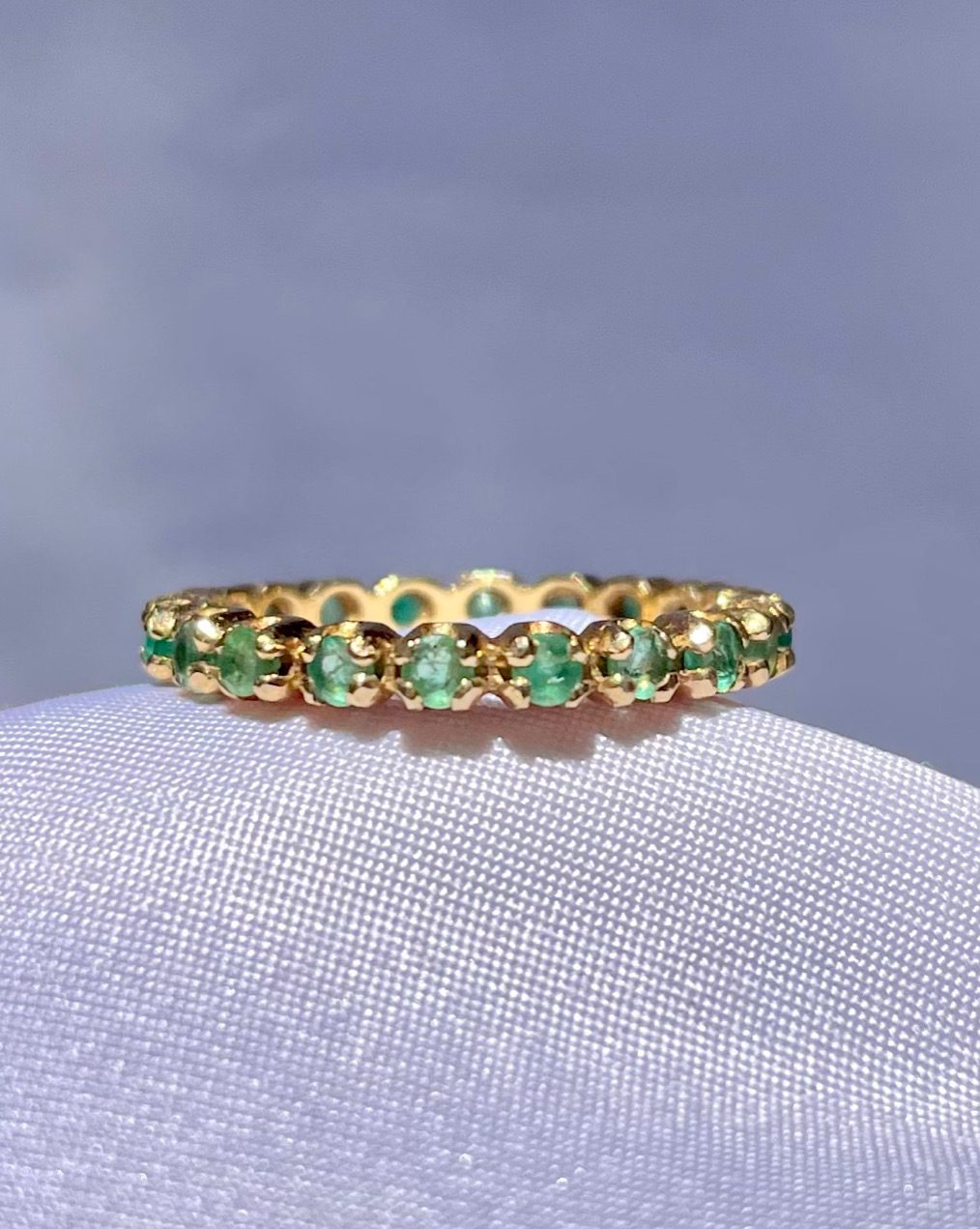 "Emily" Emerald Wedding Band