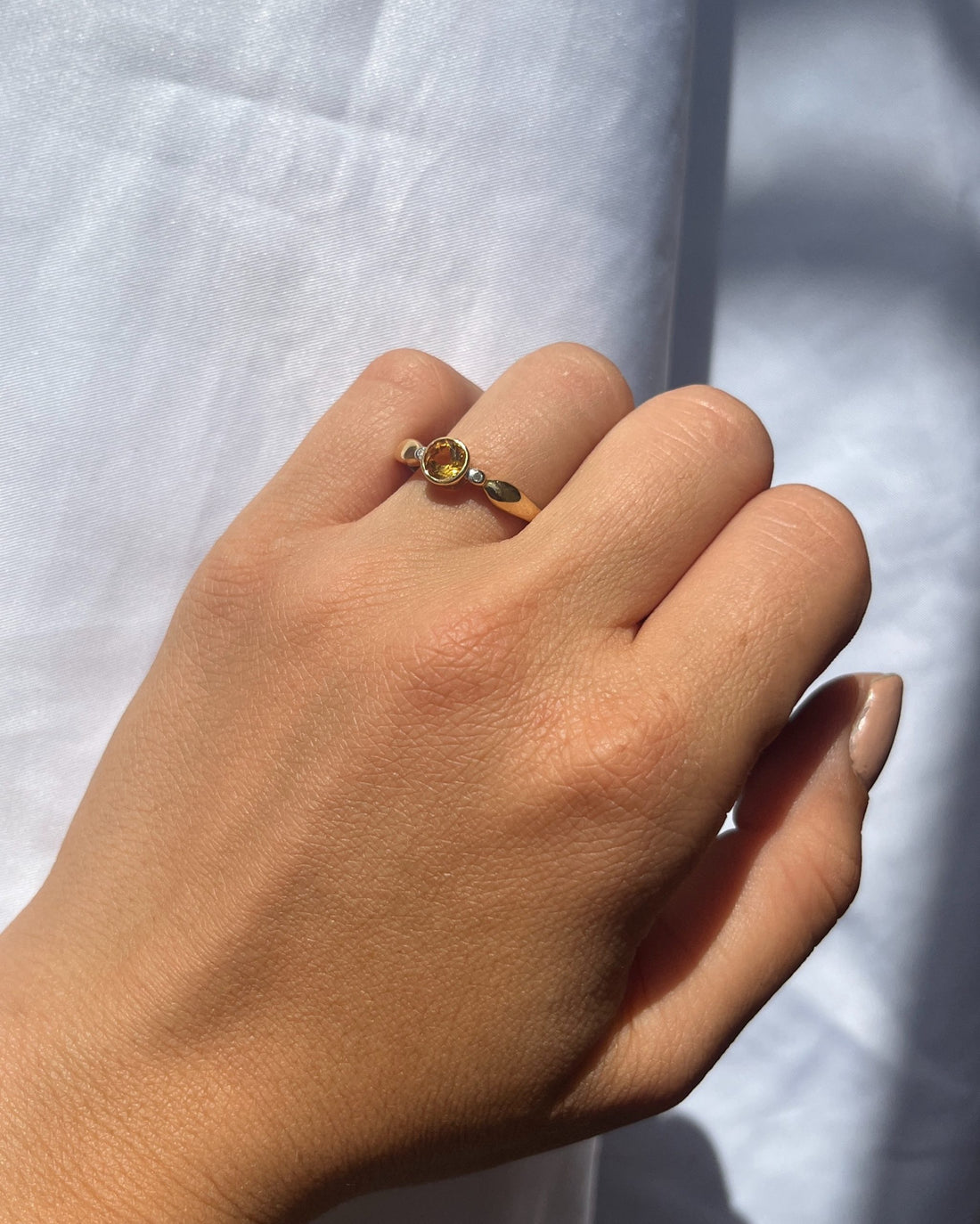 Bague trilogie Citrine &amp; Diamants &quot;Kellie&quot;