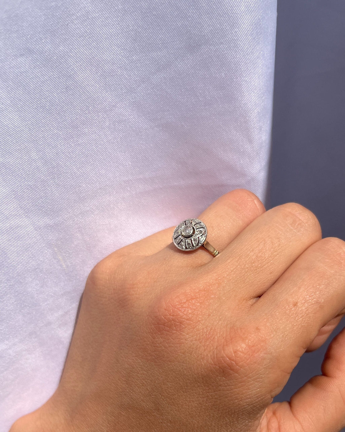 Bague Art-déco diamants, platine, or jaune &quot;May&quot;