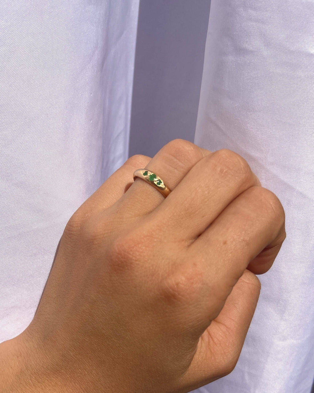 Bague Jonc Trilogie émeraude &quot;Avril&quot;