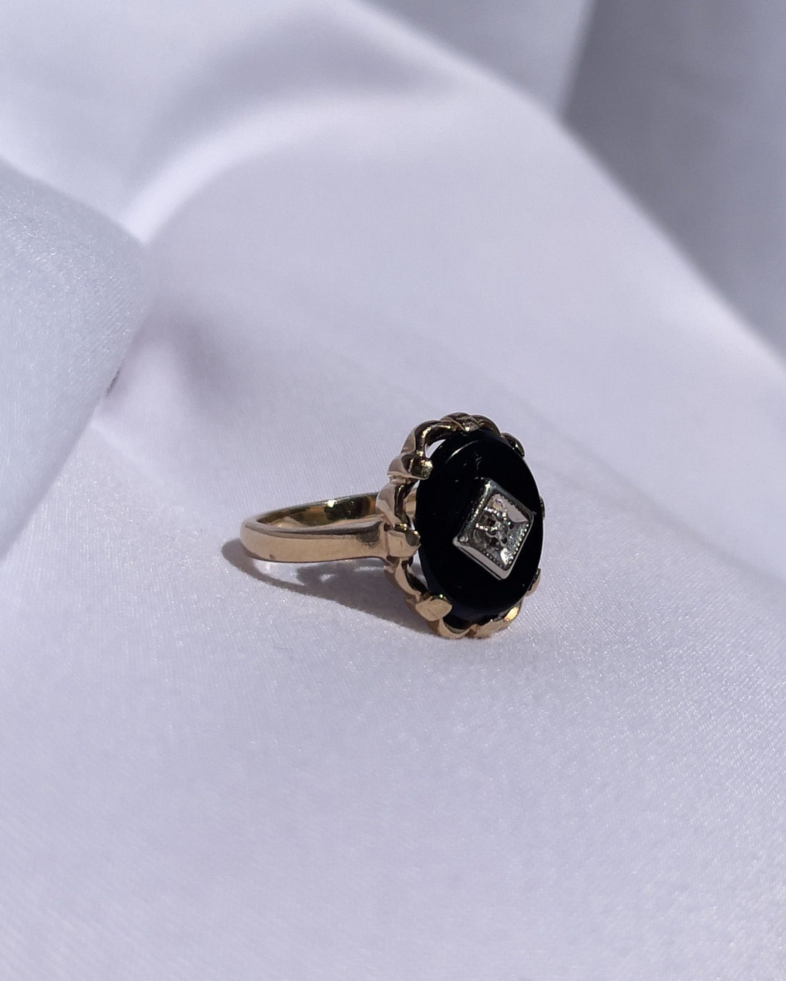 Bague vintage Onyx et Diamant &quot;Janet&quot;