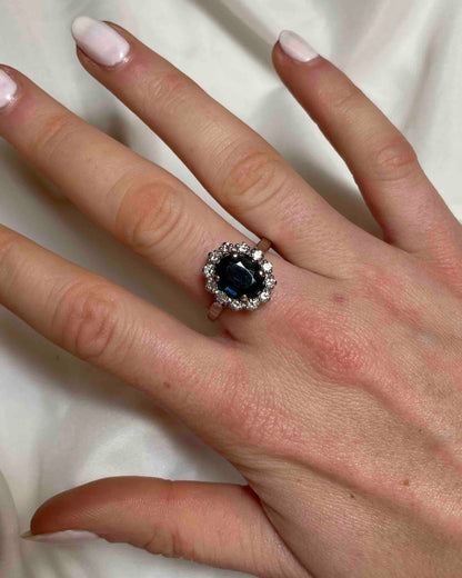 Bague Marguerite Saphir 3 carats &amp; Diamants &quot;Alexandra&quot;