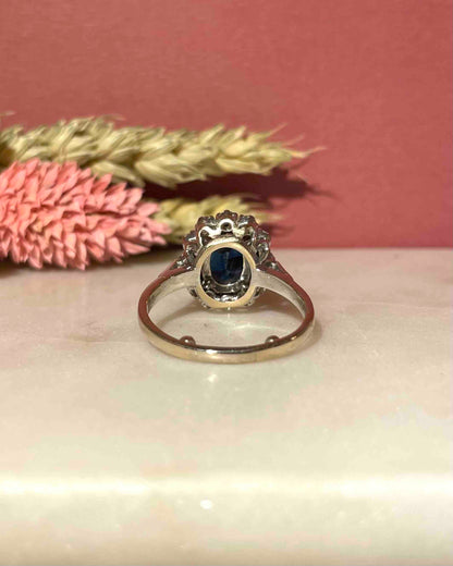 Bague Marguerite Saphir 3 carats &amp; Diamants &quot;Alexandra&quot;