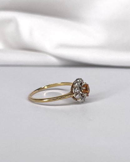 Marguerite Garnet Hessonite 0.37 carat &amp; 10 Diamonds &quot;Alexia&quot; Ring