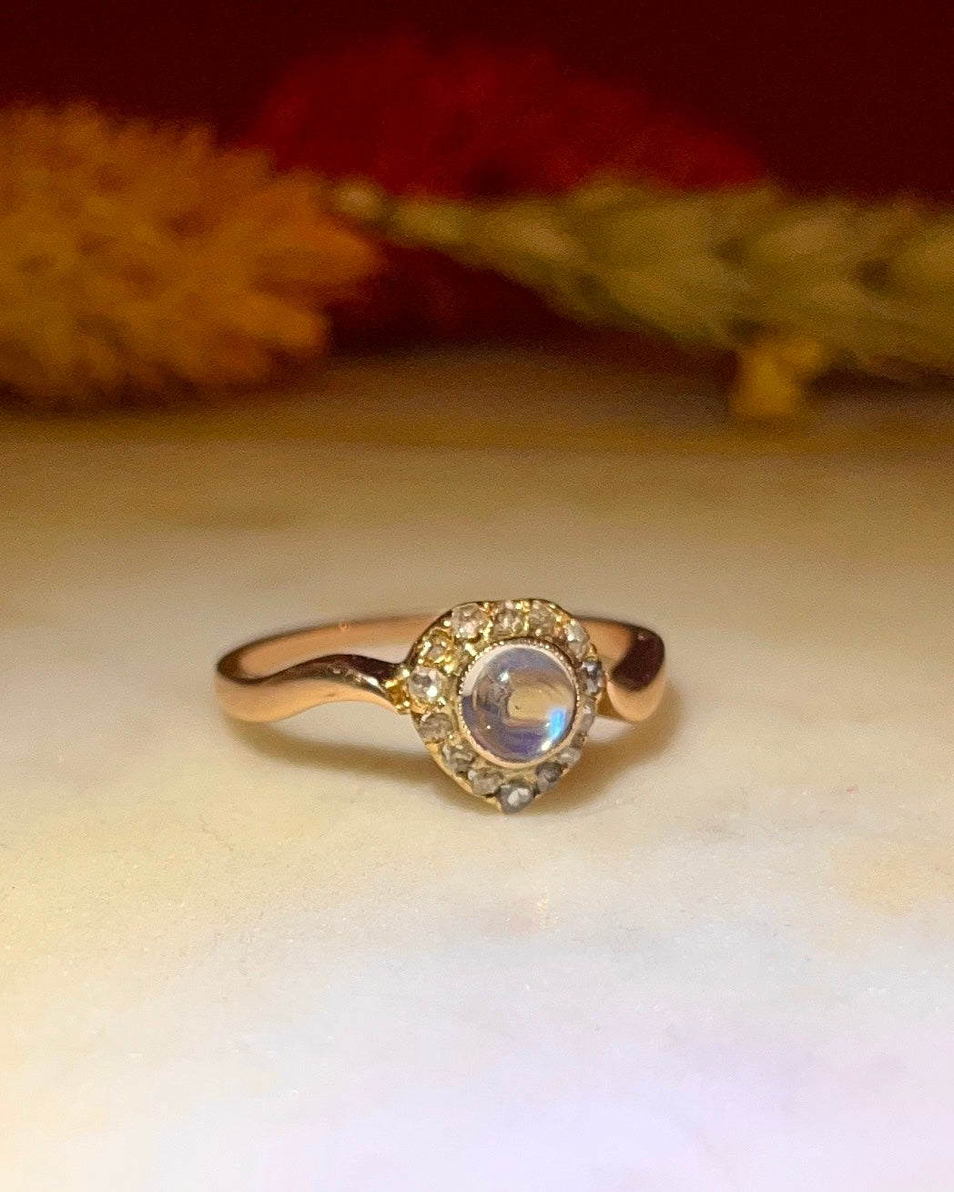 Bague Vintage Pierre de Lune &amp; Diamants &quot;Lua&quot;