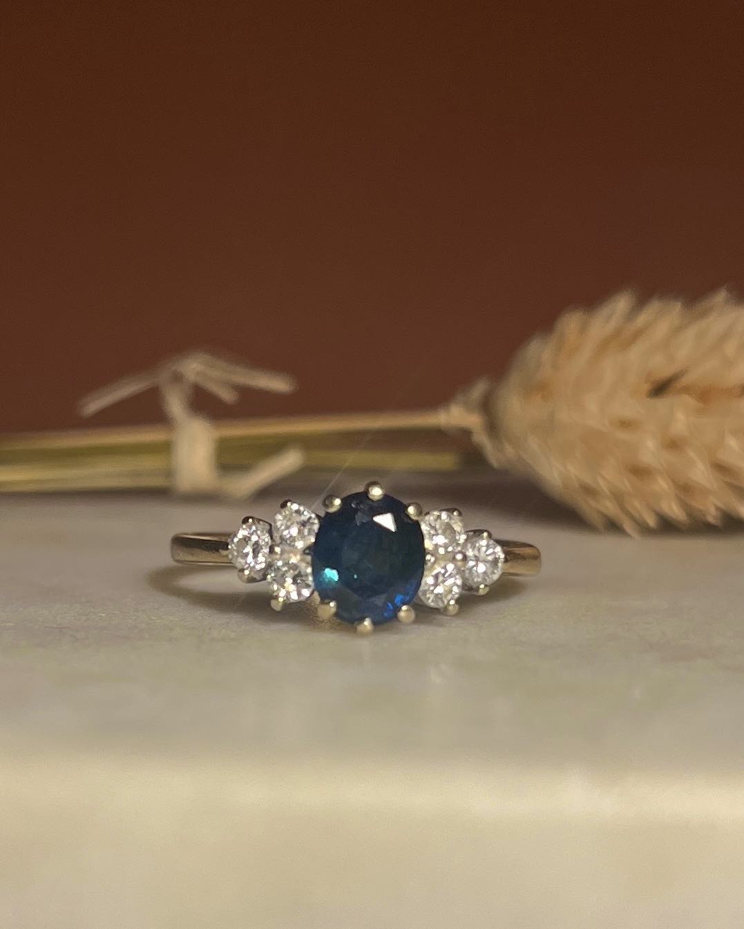 Bague Trilogie Saphir &amp; Diamants &quot;Shella&quot;
