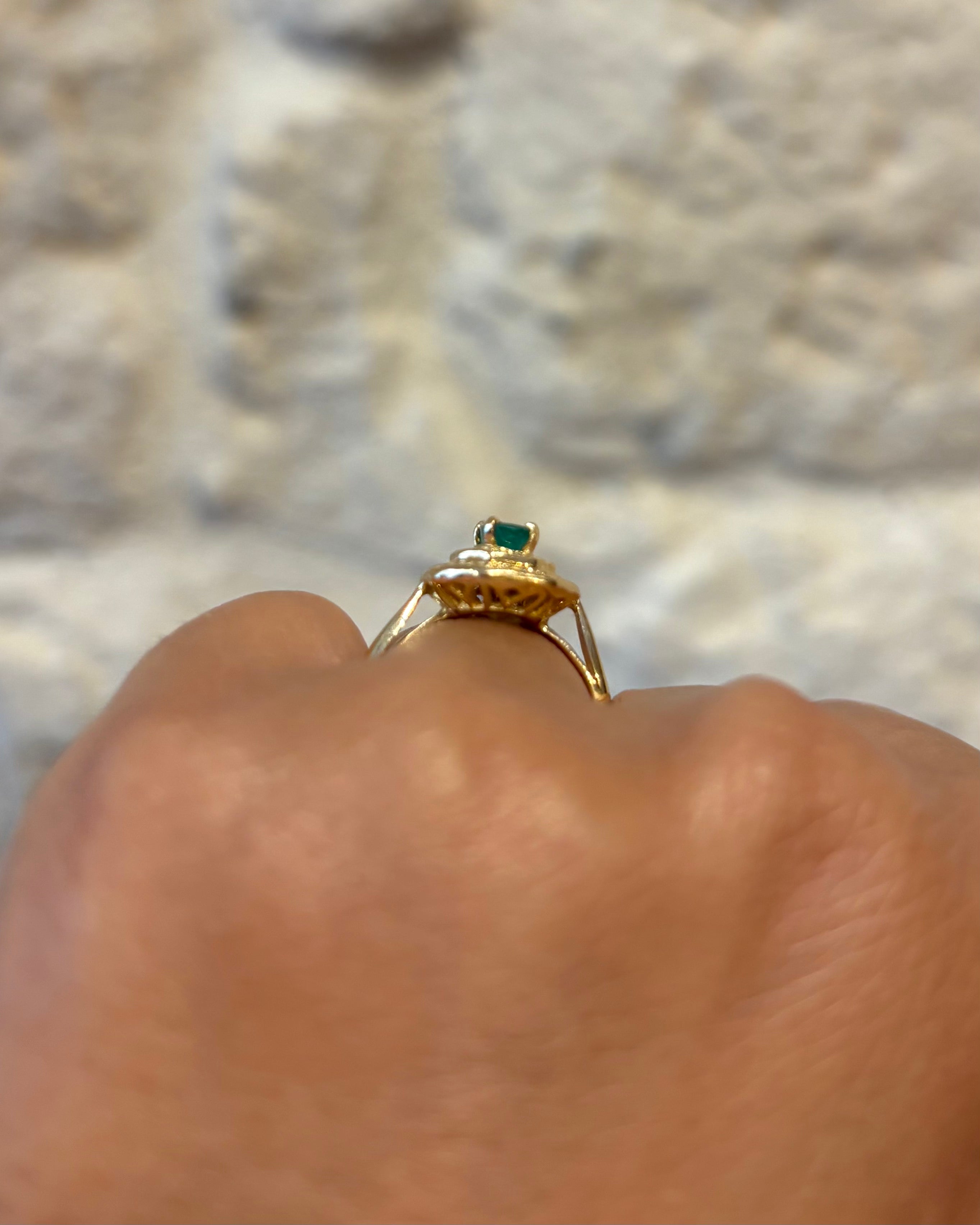Bague Style Art Deco Émeraude &amp; Diamants "Corine"