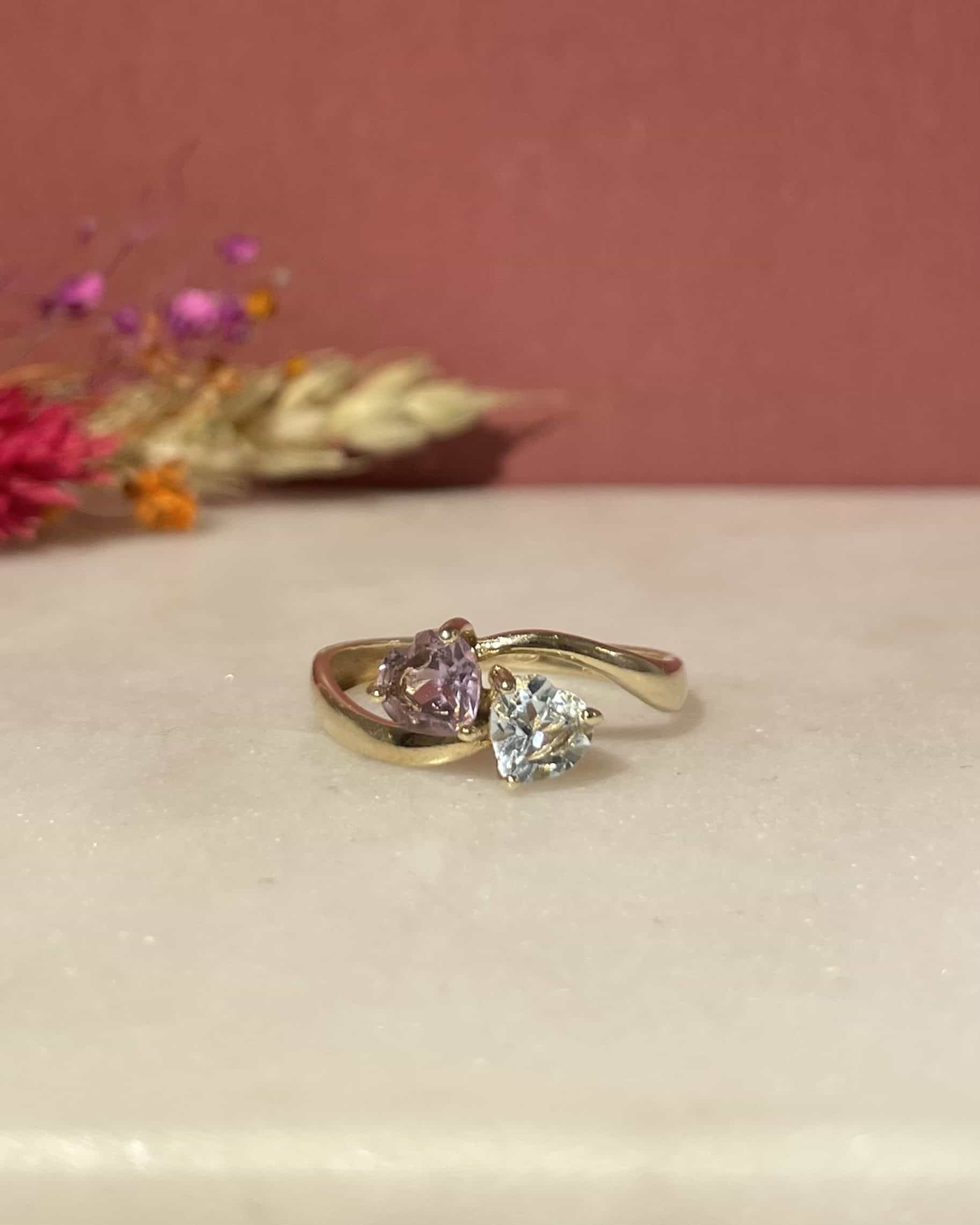 Anillo You &amp;amp; Me de topacio y amatista "Isolda"