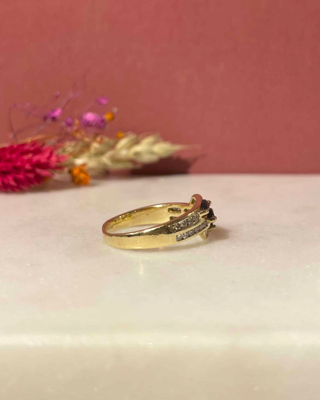 &quot;Julyne&quot; Sapphire &amp;amp; Diamond River Bangle Ring 