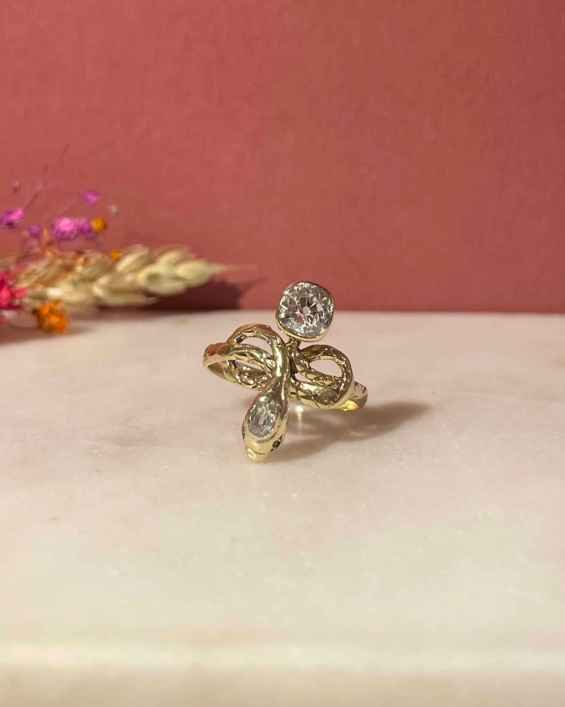 Bague Vintage Serpent Diamants 1.37 Carat &quot;Elva&quot;
