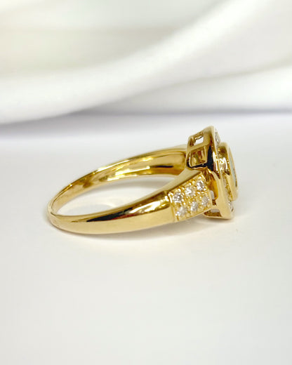 Anillo estilo Art Déco con esmeralda y diamantes "Rozanne"
