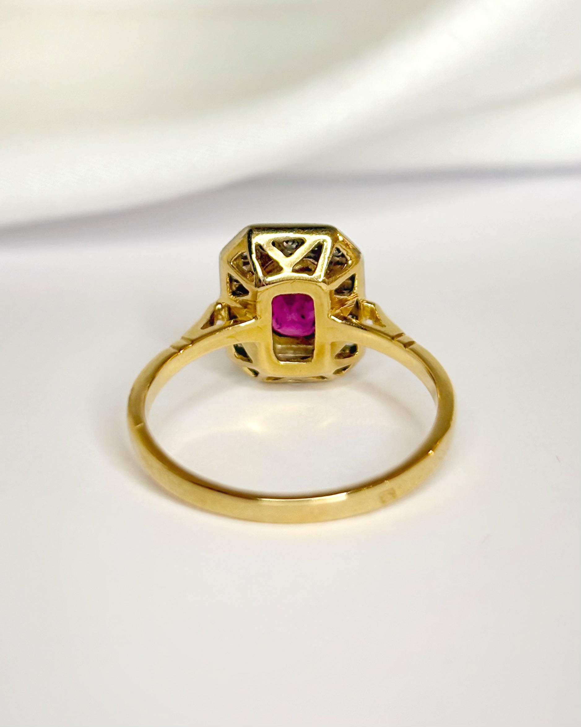 Art Deco Ruby 0.70 Carat &amp; Diamonds Ring "Sophie"