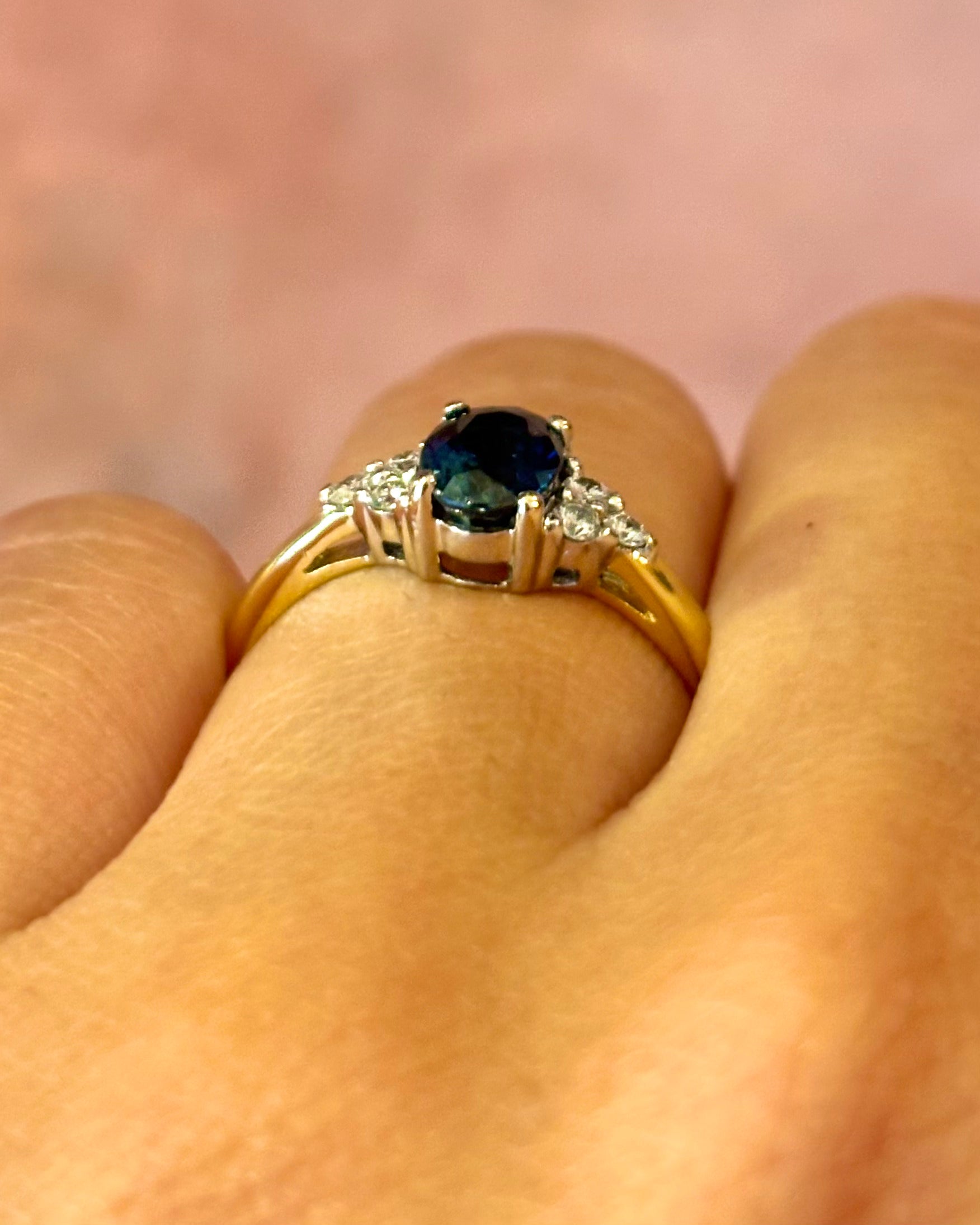"Julianne" Trilogy Sapphire 1.13 Carat &amp; Diamonds Ring