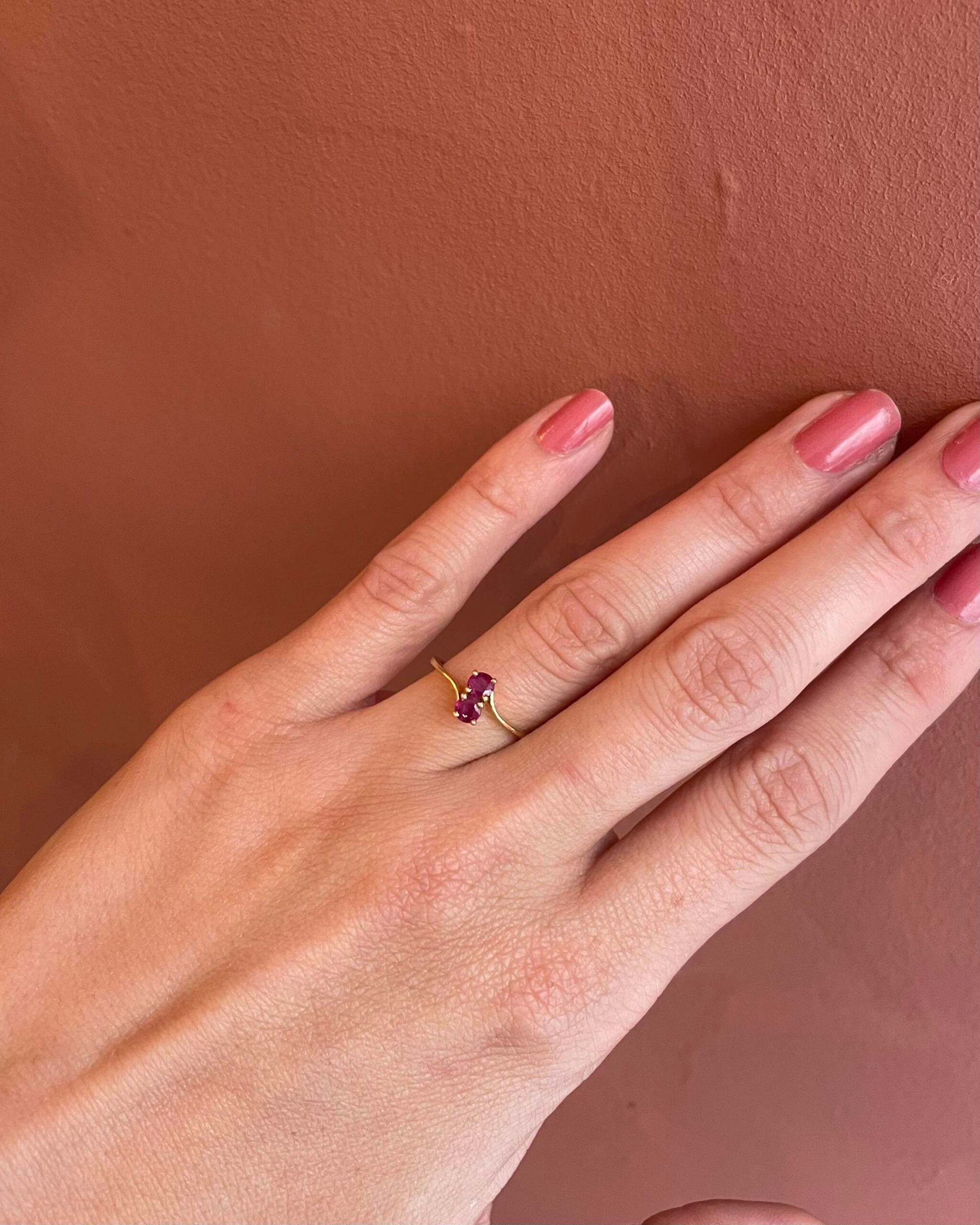 Bague Toi &amp; Moi Rubis "Esther"