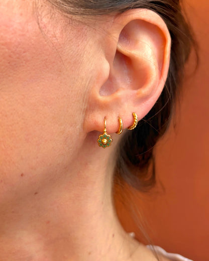 Green Enamel Sleeping Earrings "Donny"