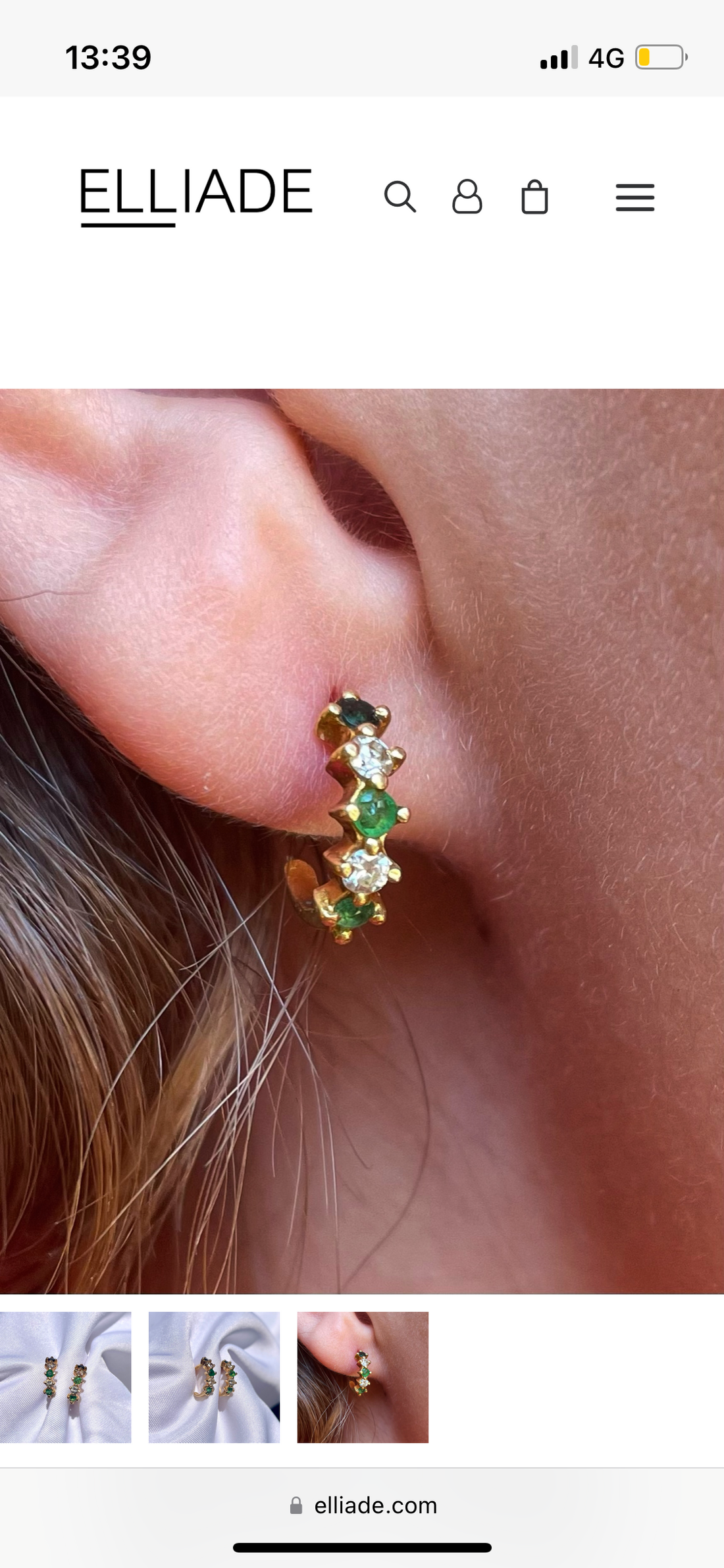 Demies Créoles émeraudes &amp; diamants &quot;Alma&quot;
