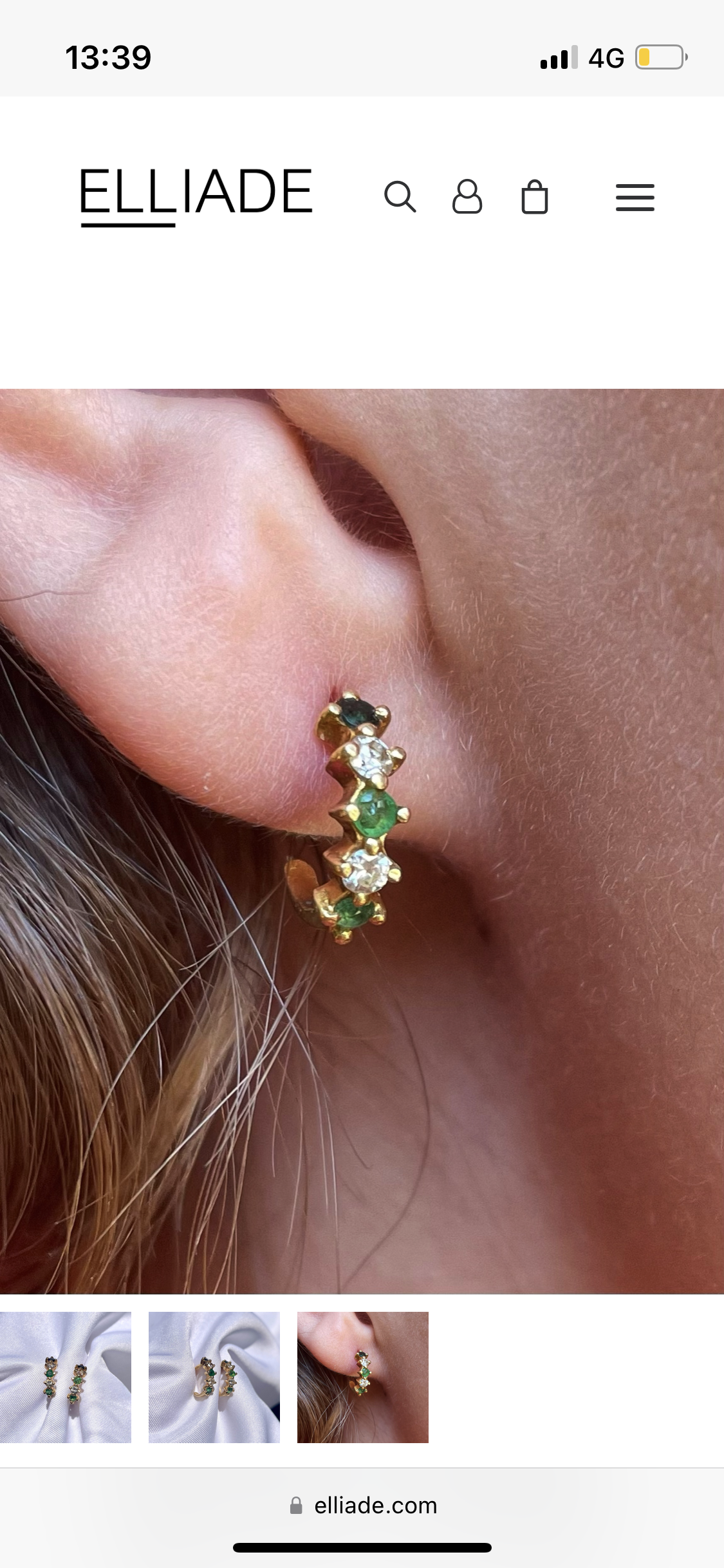 "Alma" Emerald &amp;amp; Diamond Half Hoop Earrings