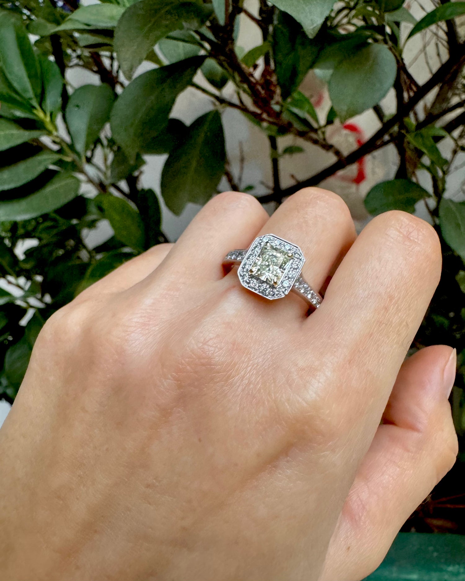 Fancy Light Yellow Diamond Ring &amp; White Diamonds 1.98 carats "Sam"