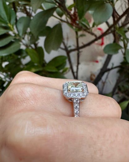 Fancy Light Yellow Diamond Ring &amp; White Diamonds 1.98 carats "Sam"