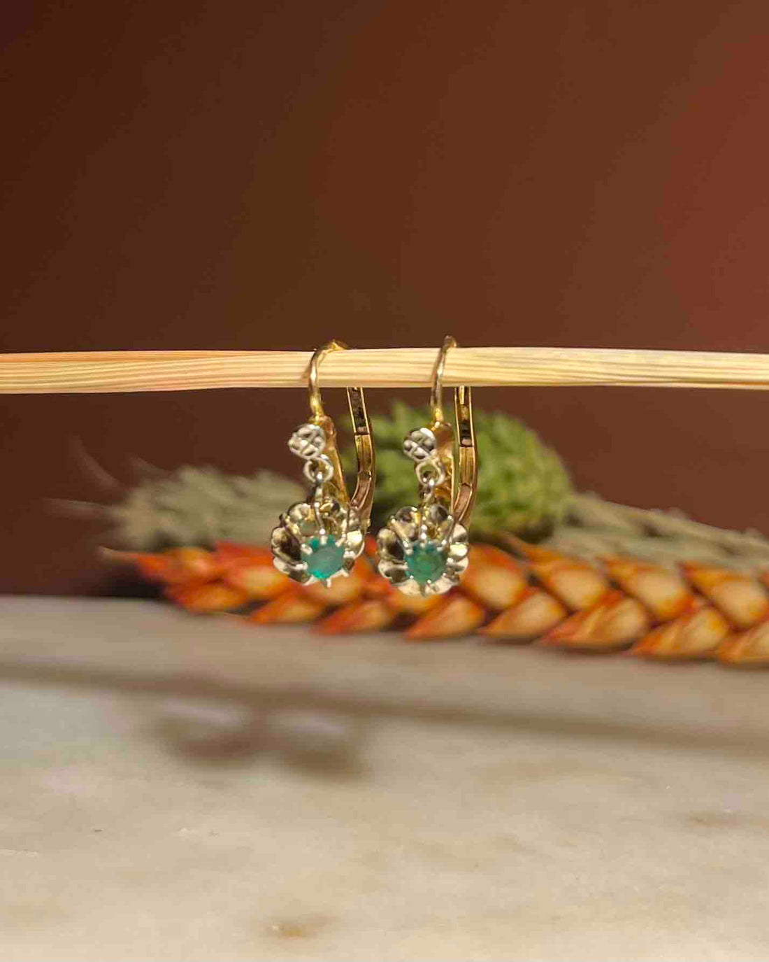 Pendientes "Maélia" de oro y esmeralda