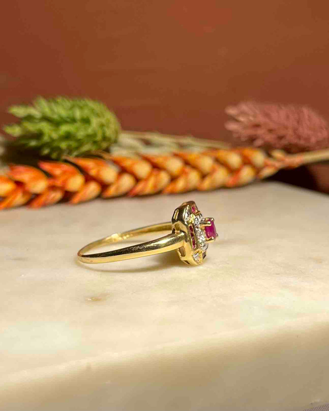 Bague style Art-déco Rubis "Kali"