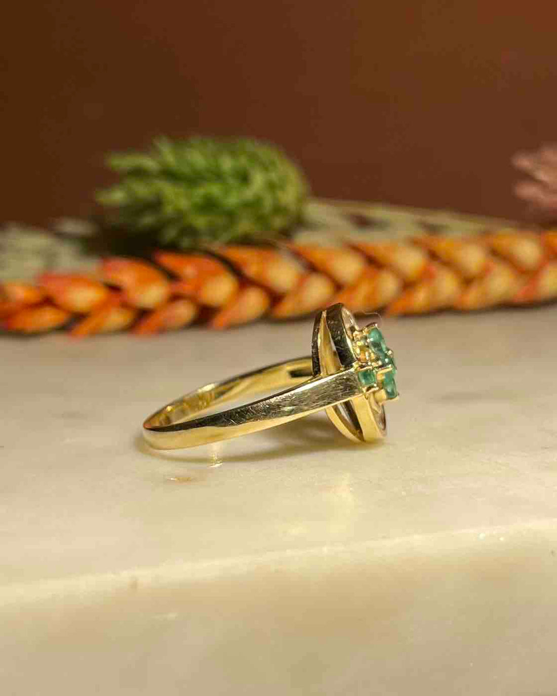 Bague style Art-Déco émeraudes et diamants &quot;Jael&quot;