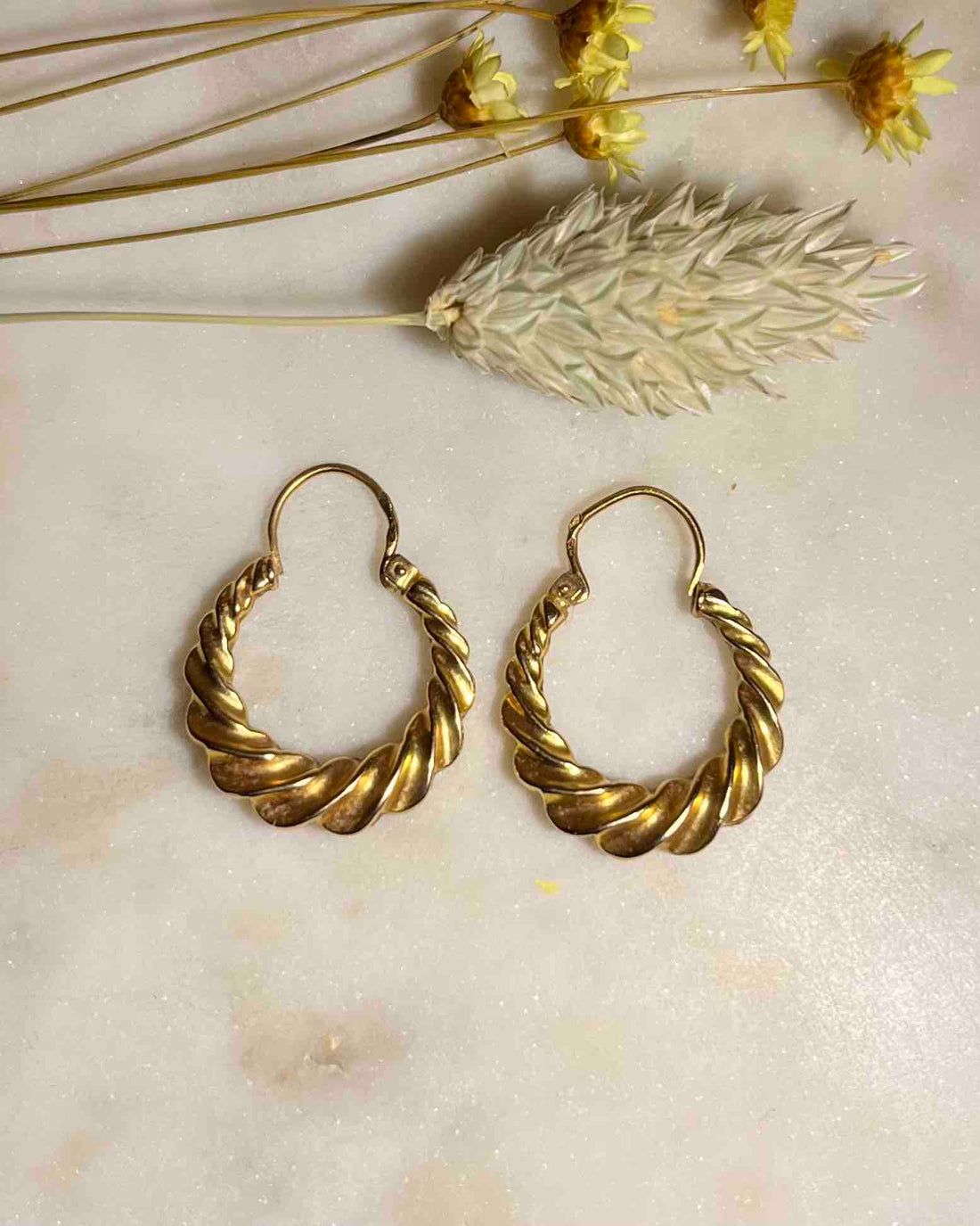 Pendientes vintage de aro de oro trenzado "Louane"