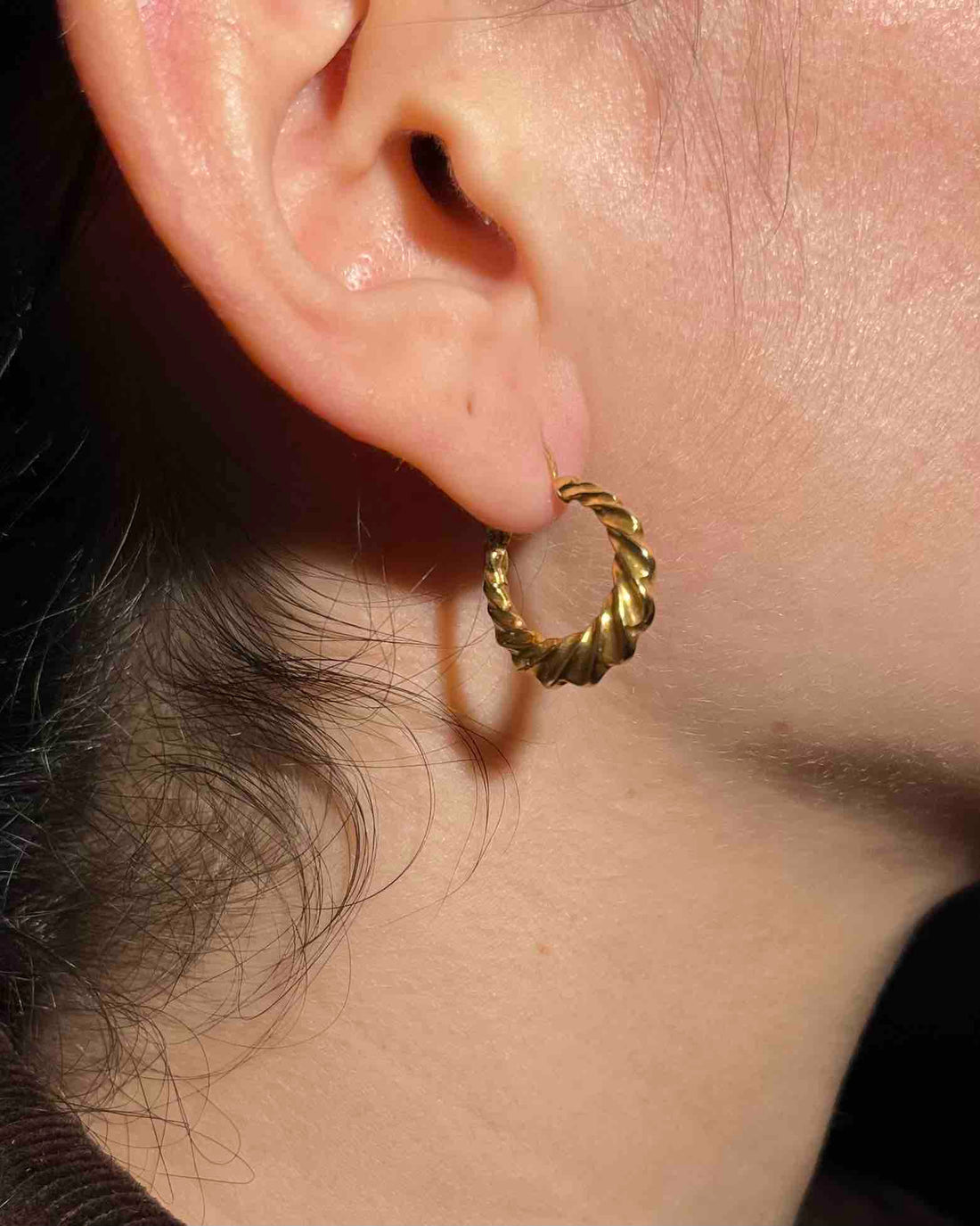 Pendientes vintage de aro de oro trenzado "Louane"