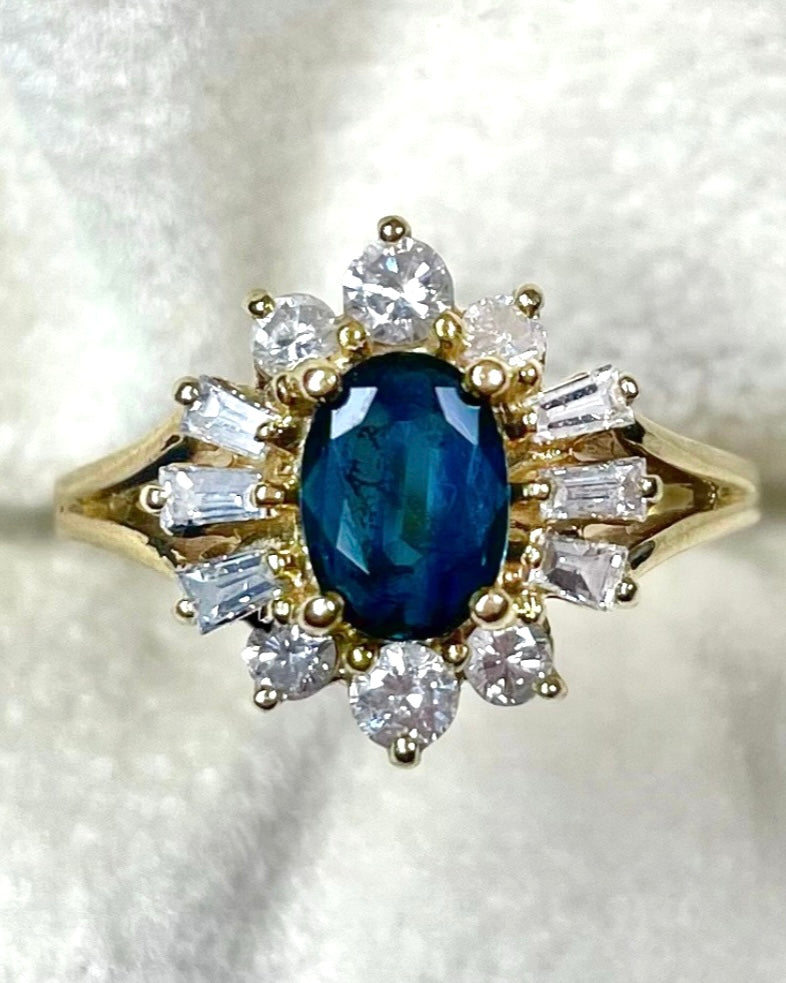 Bague Marguerite Saphir 0.75 Carat &amp; Diamants 0.52 carat &quot;Suzanne&quot;