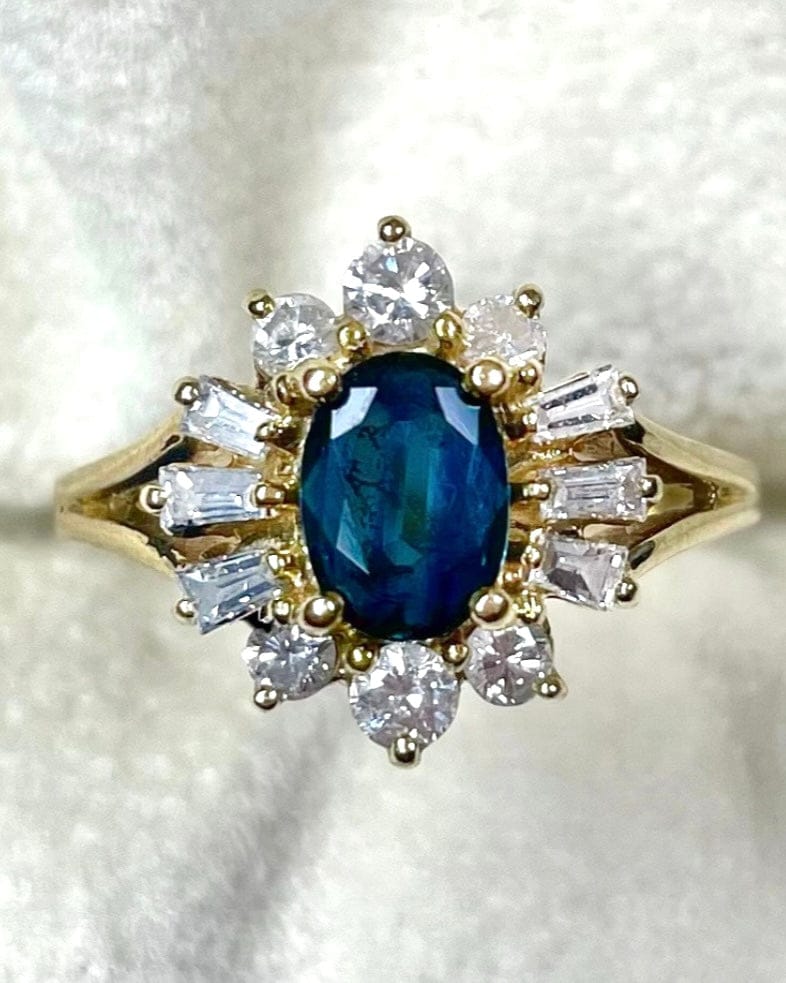 Bague Marguerite Saphir 0.75 Carat &amp; Diamants 0.52 carat "Suzanne" - Elliade Paris