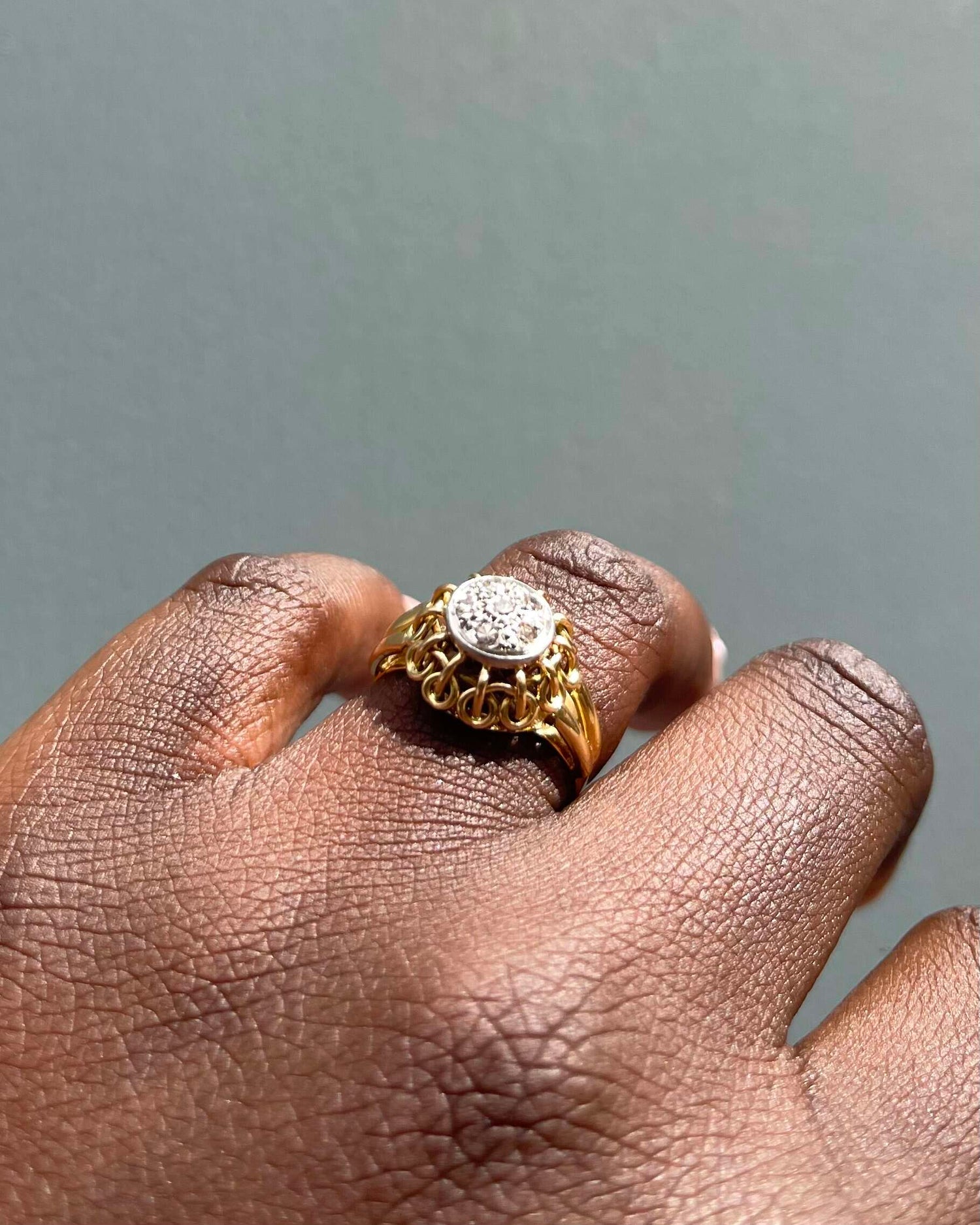 Bague Vintage Fleur Diamants &quot;Solenn&quot; - Elliade Paris