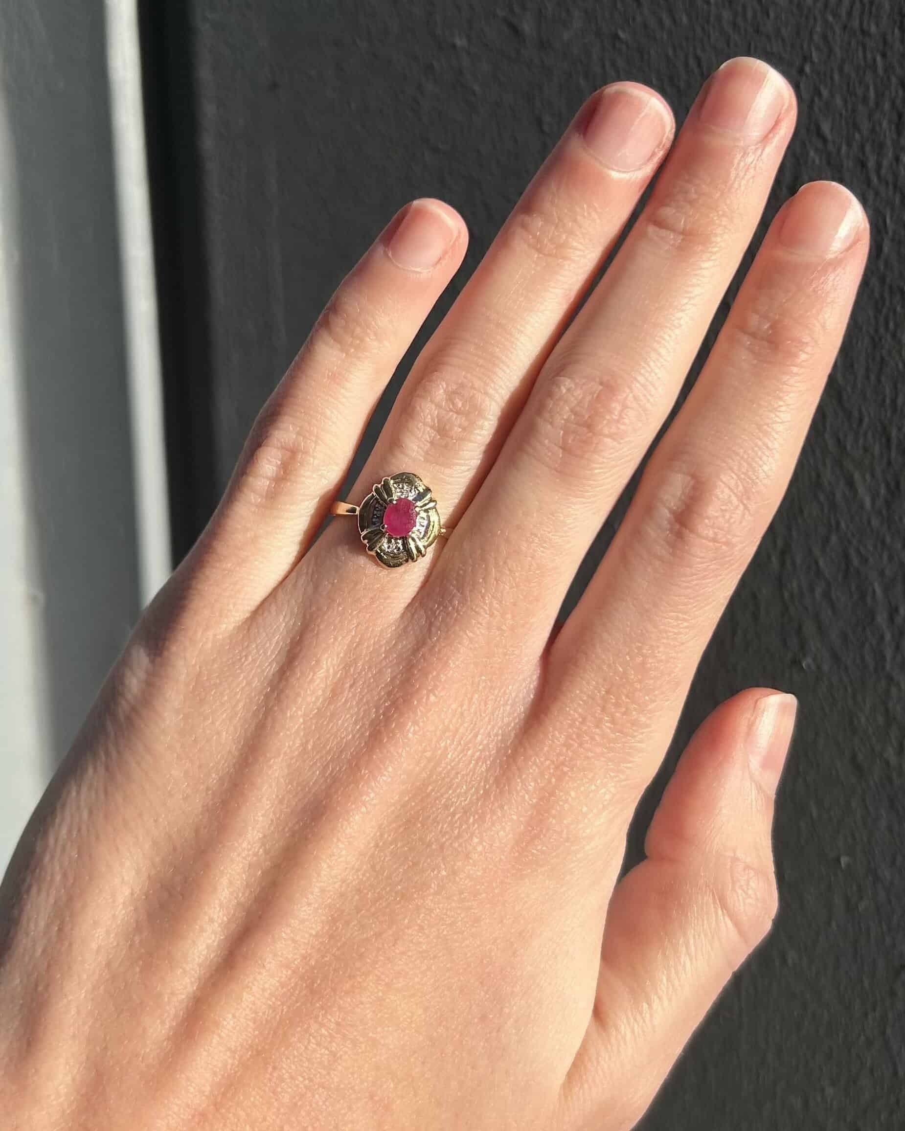 Bague Style Art-Déco Rubis et Diamants "Coline"