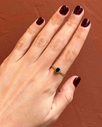 Bague Marguerite diamants &amp; saphir &quot;Aïna&quot;