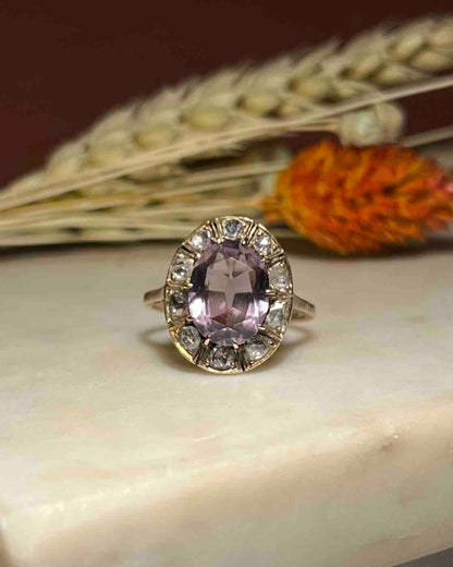 Bague Marguerite XIXe Améthyste &amp; Diamants &quot;Hortensia&quot;