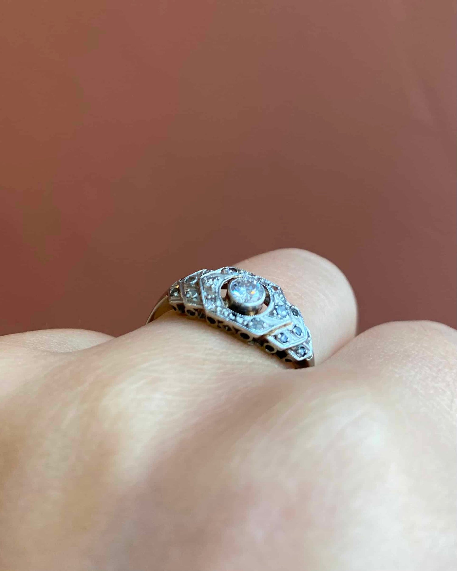 Bague Vintage Art-Déco 17 Diamants 0.37 carat &quot;Monica&quot;