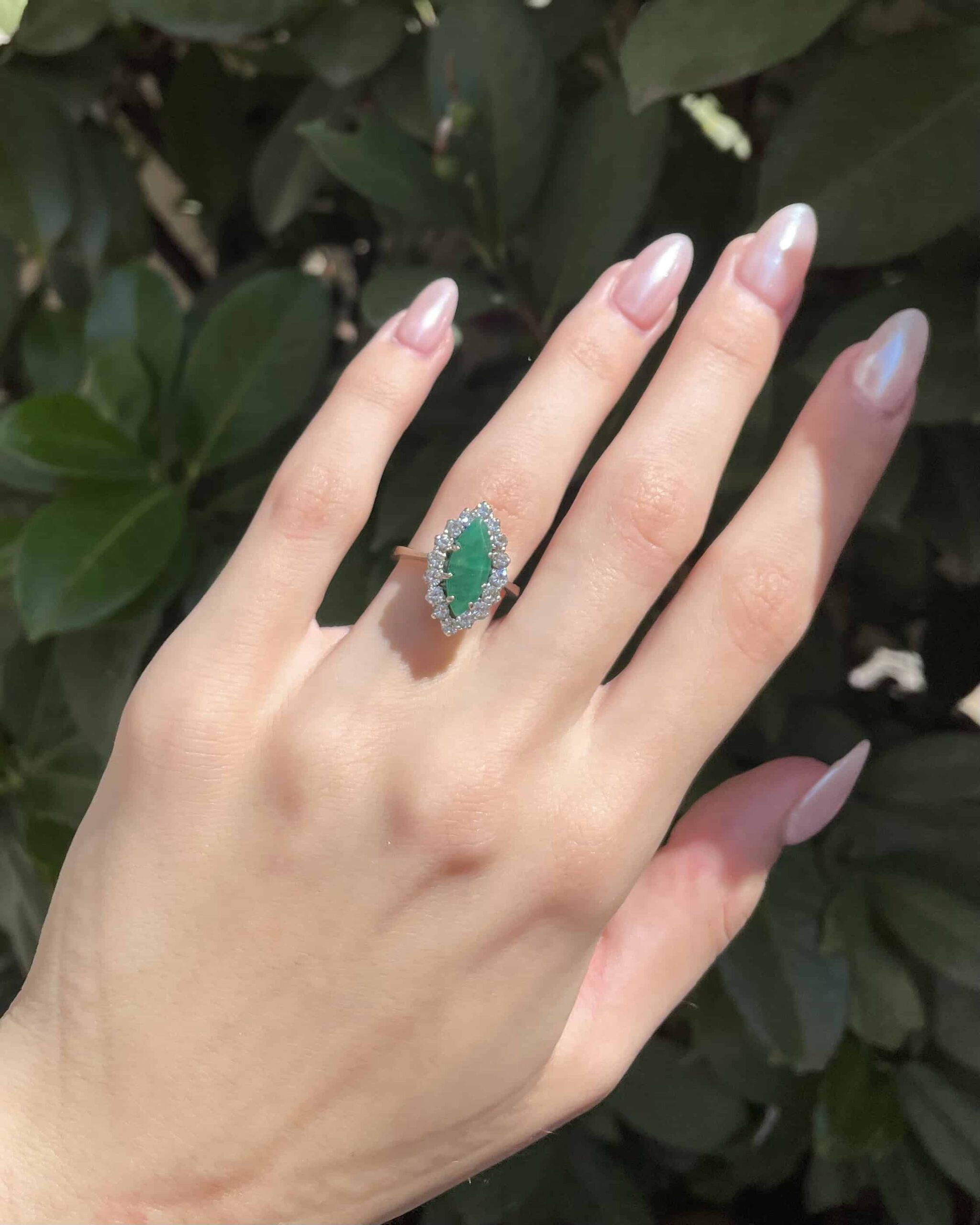 Bague Marquise Emeraude 1.40 carat &amp; Diamants "Françoise"